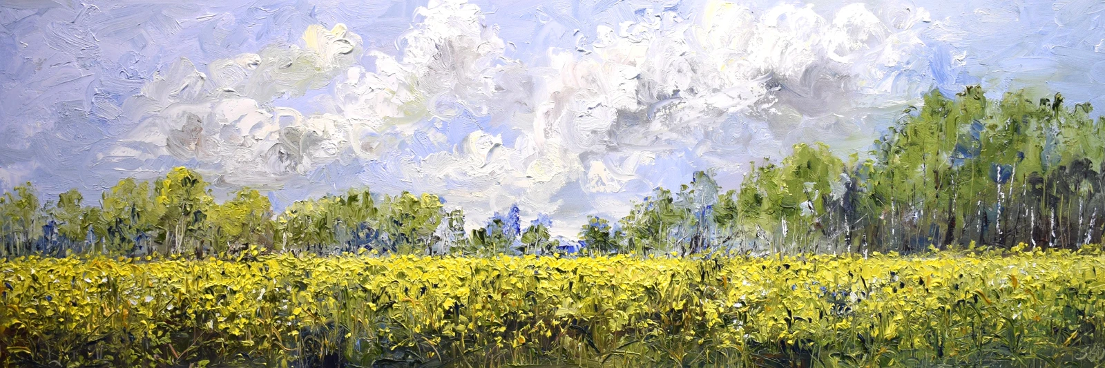 Oljemålning Dancing in the breeze av Sonja Brussen