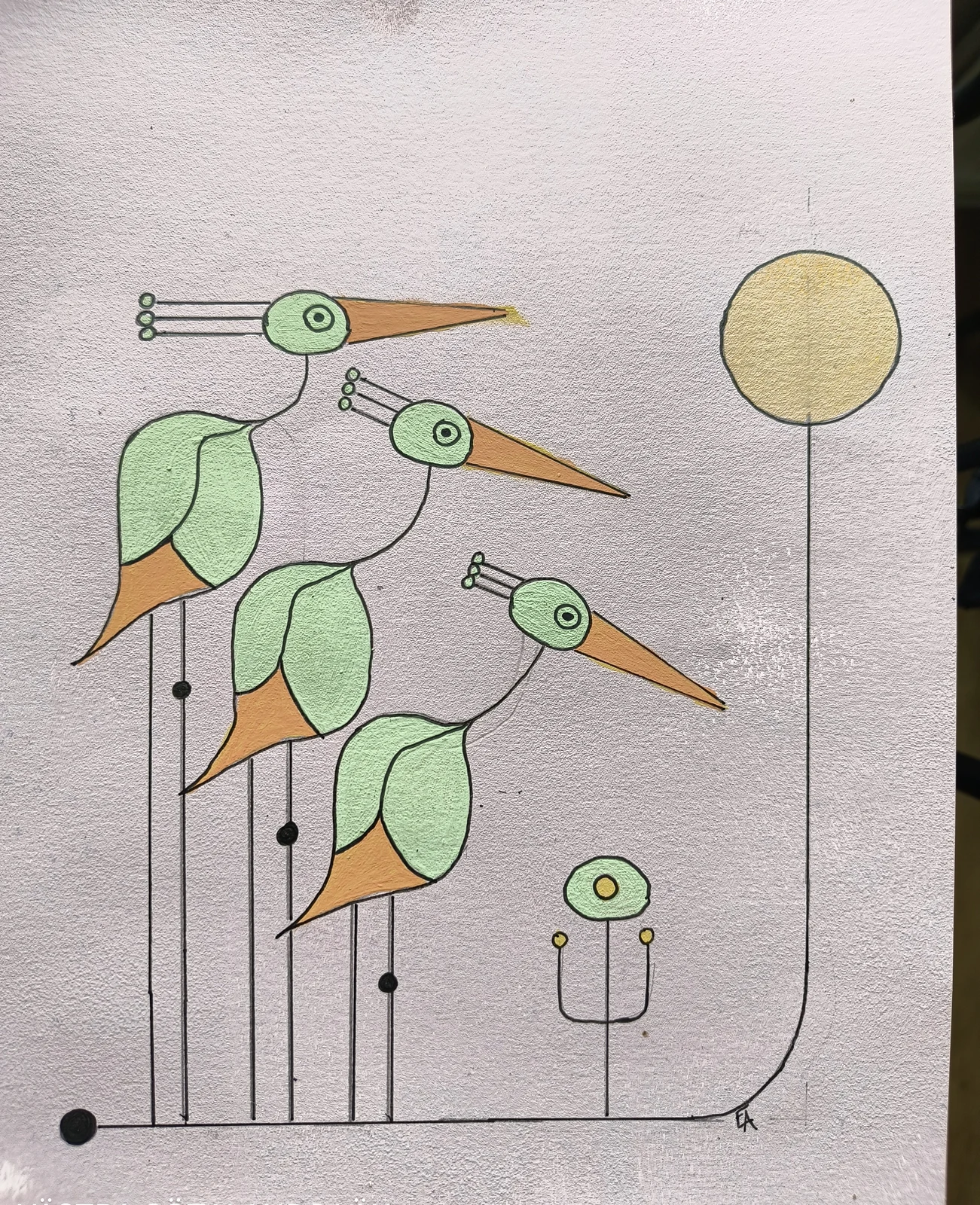 Akrylmålning Birds 1 av Eva Andersson