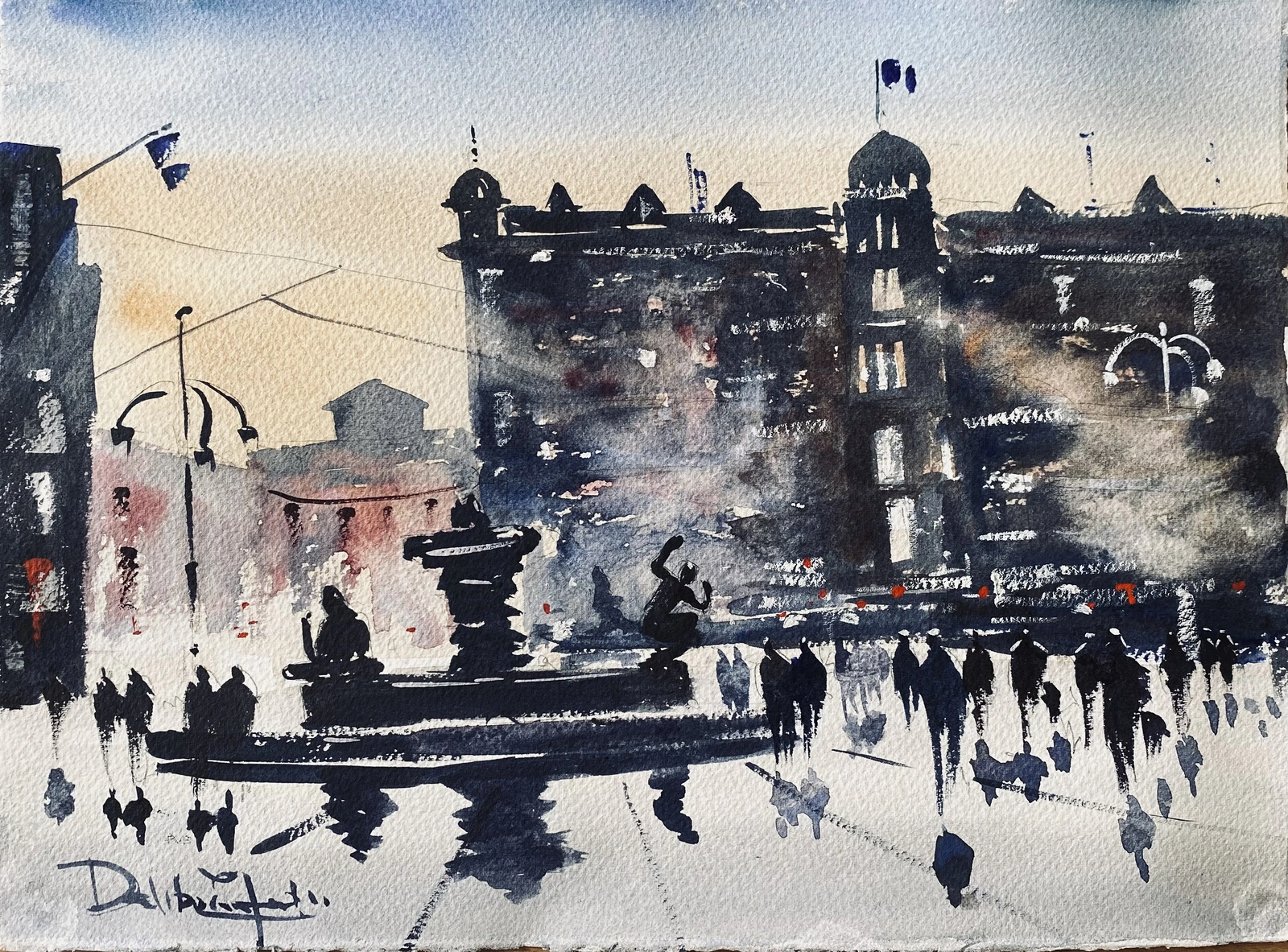 Akvarell Järntorget, Göteborg av Emin Fine Art