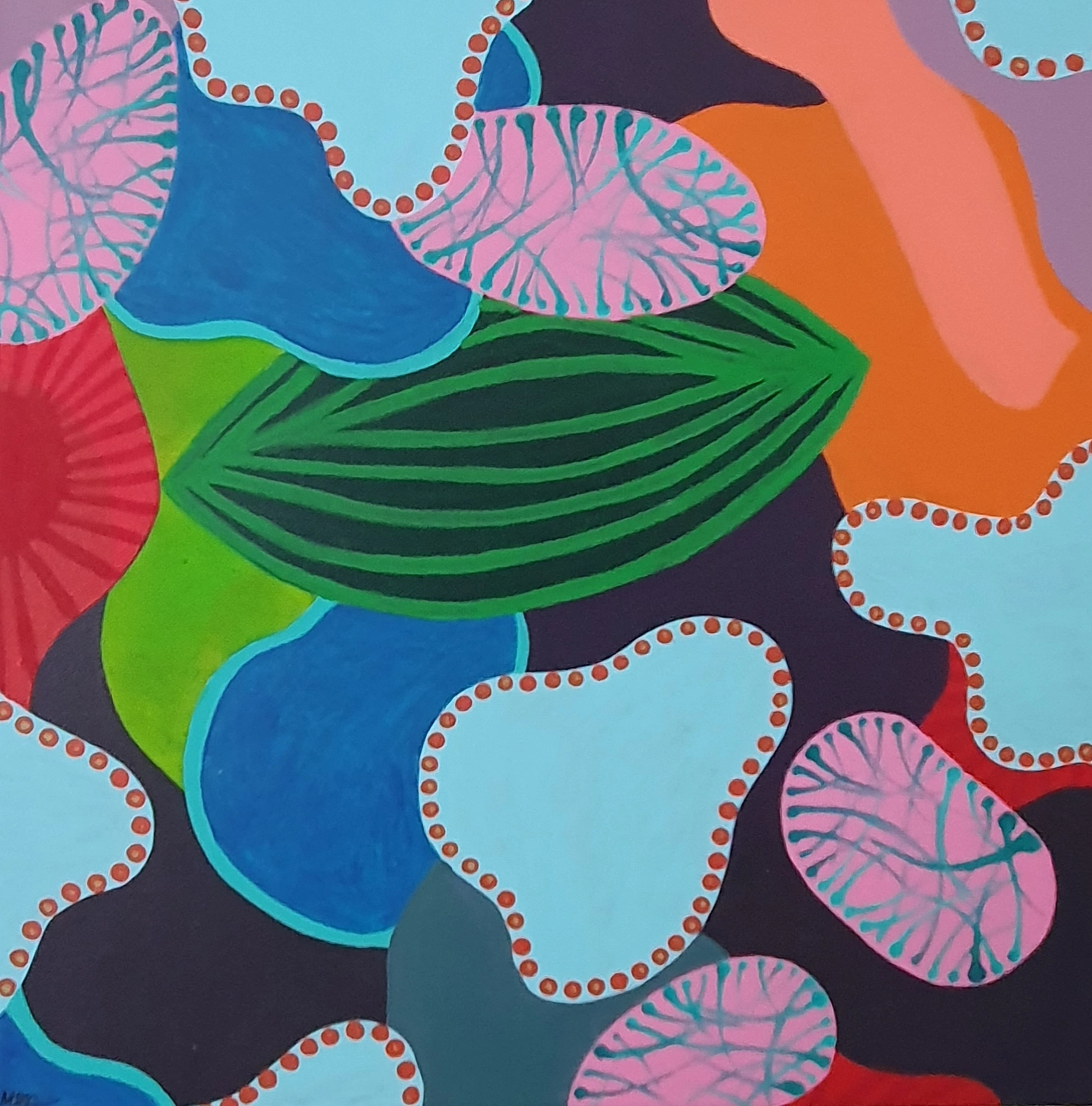 Akrylmålning Colour Organisms av Maria Tyni Nilsson