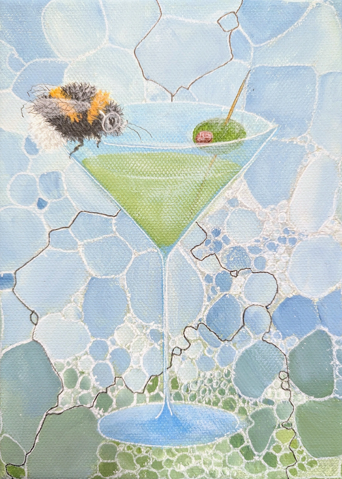 Akrylmålning Bumblemartini 1 av Tutta Domenstam