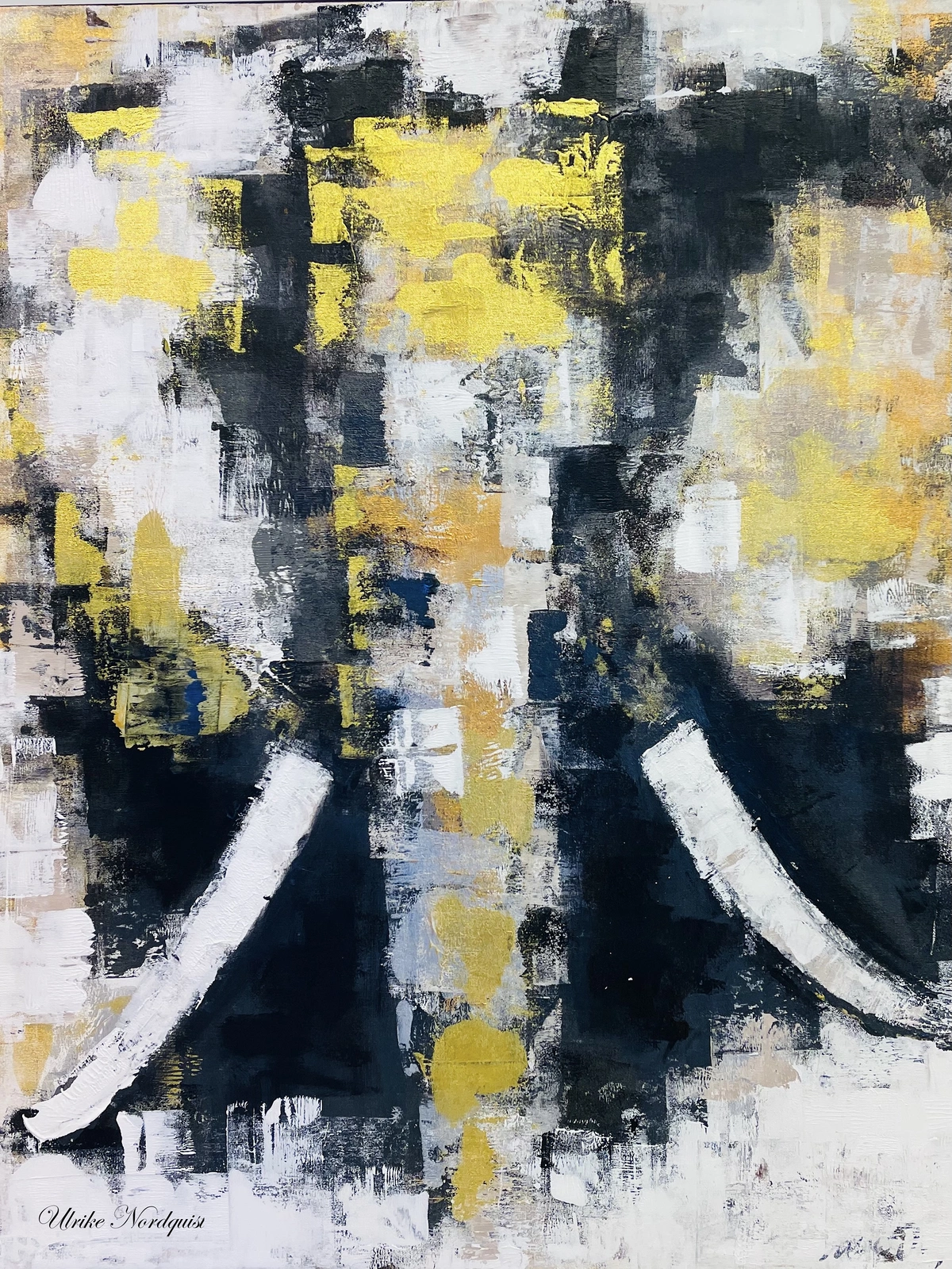 Akrylmålning Elefant. "Golden 2" av Ulrike Nordquist
