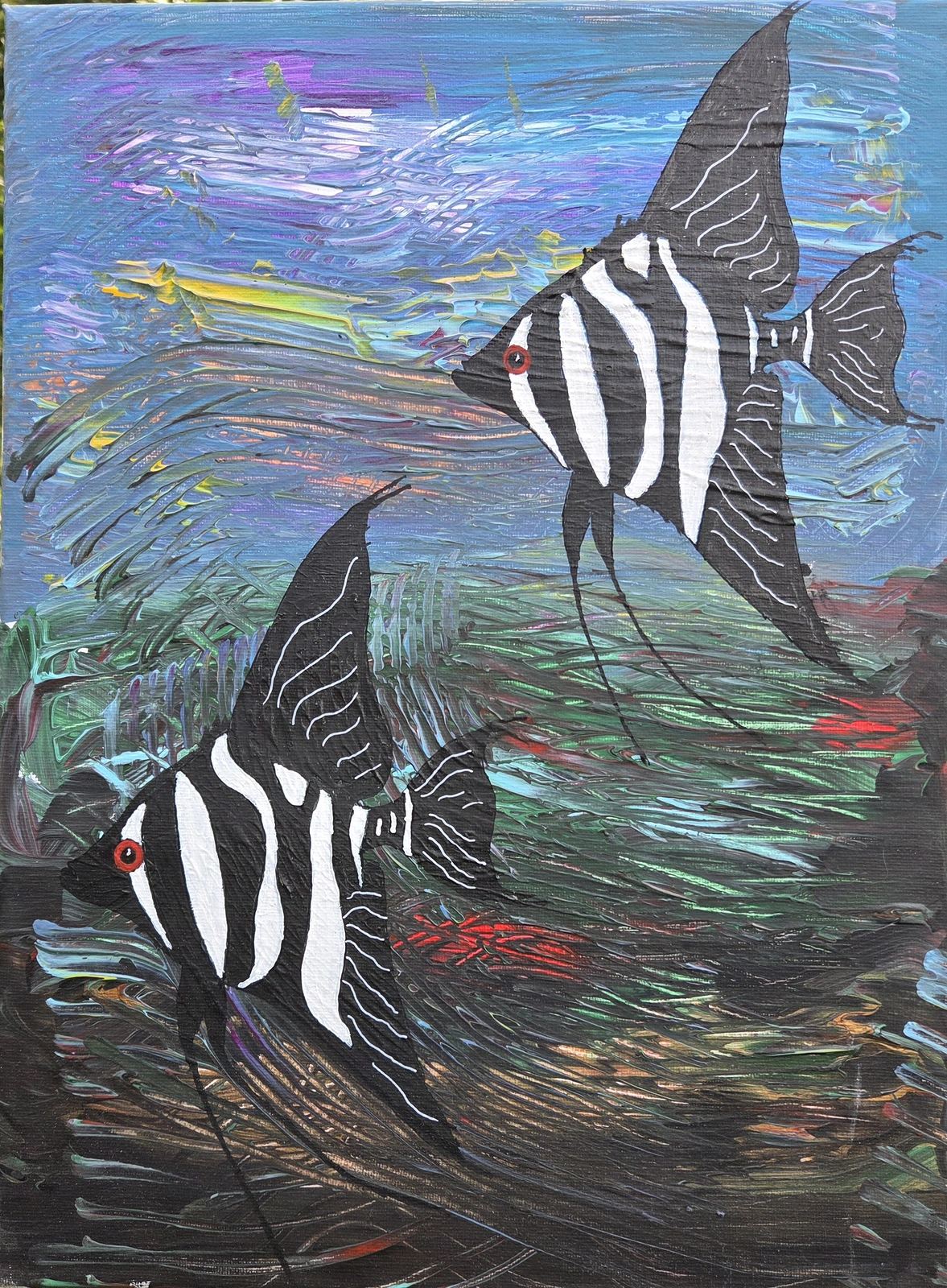 Akrylmålning Pterophyllum av Roger Karlsson