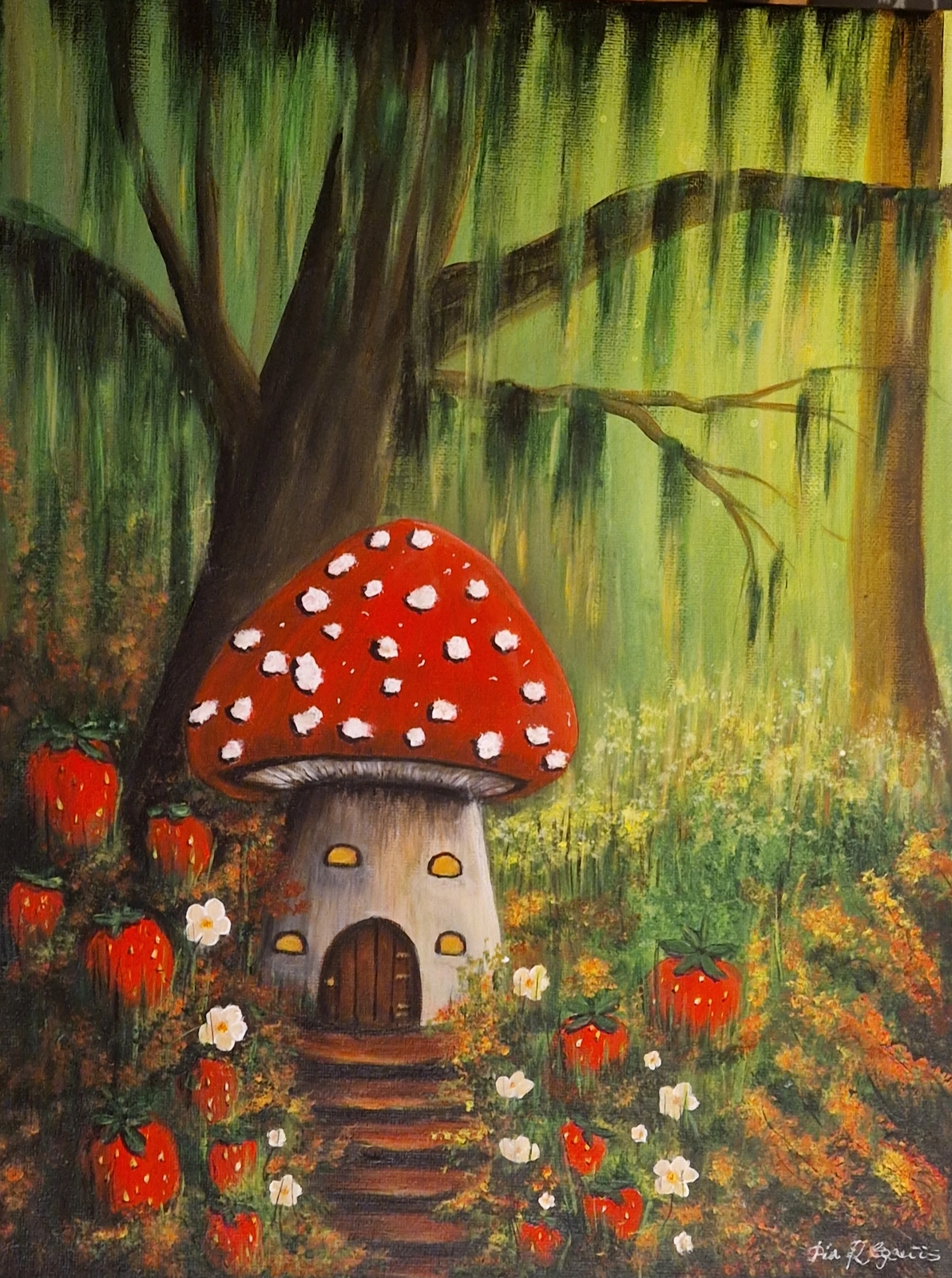 Akrylmålning Strawberry Hollow av Pia K. Egeriis