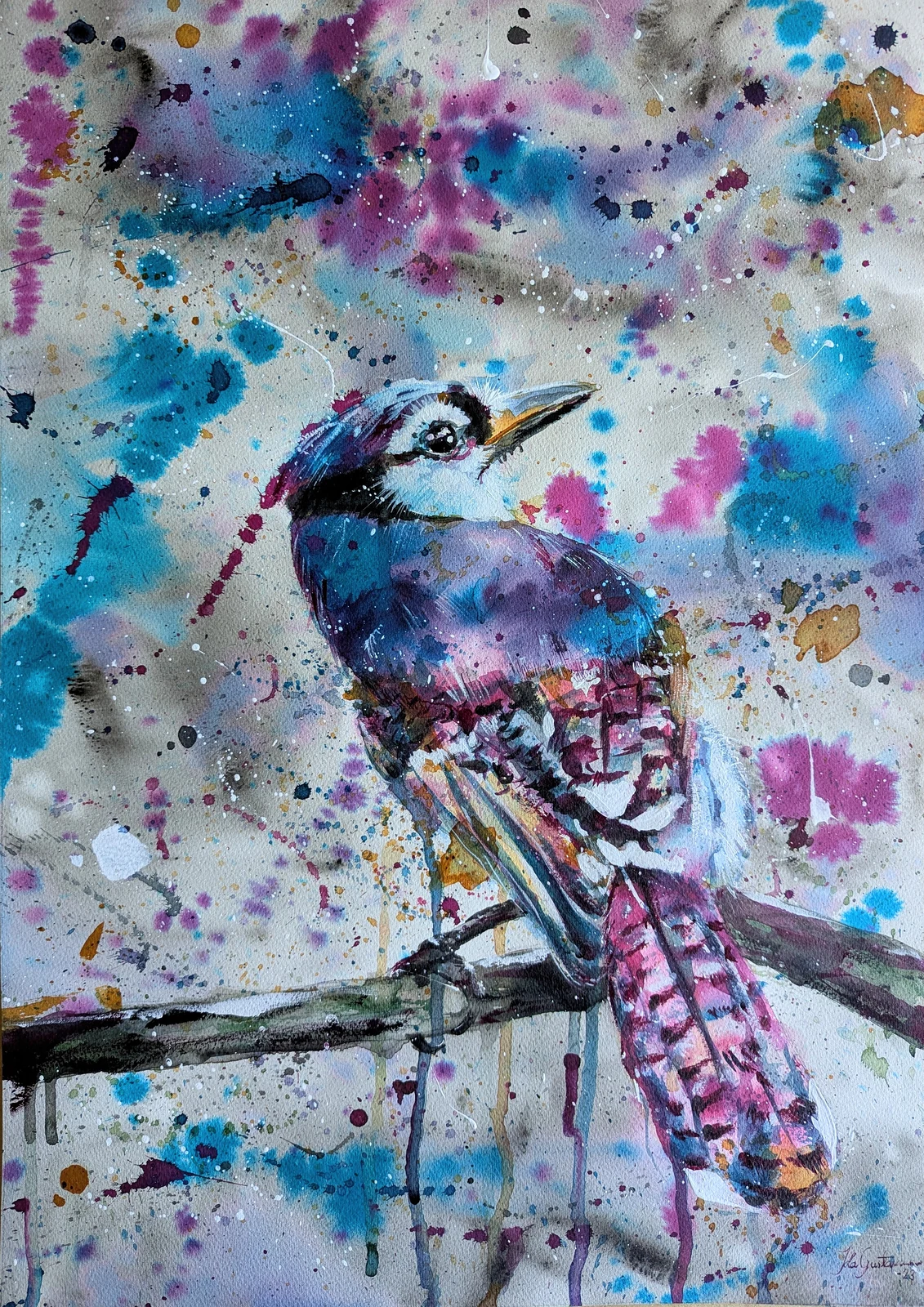 Akvarell The Bird av Ida Gustavsson