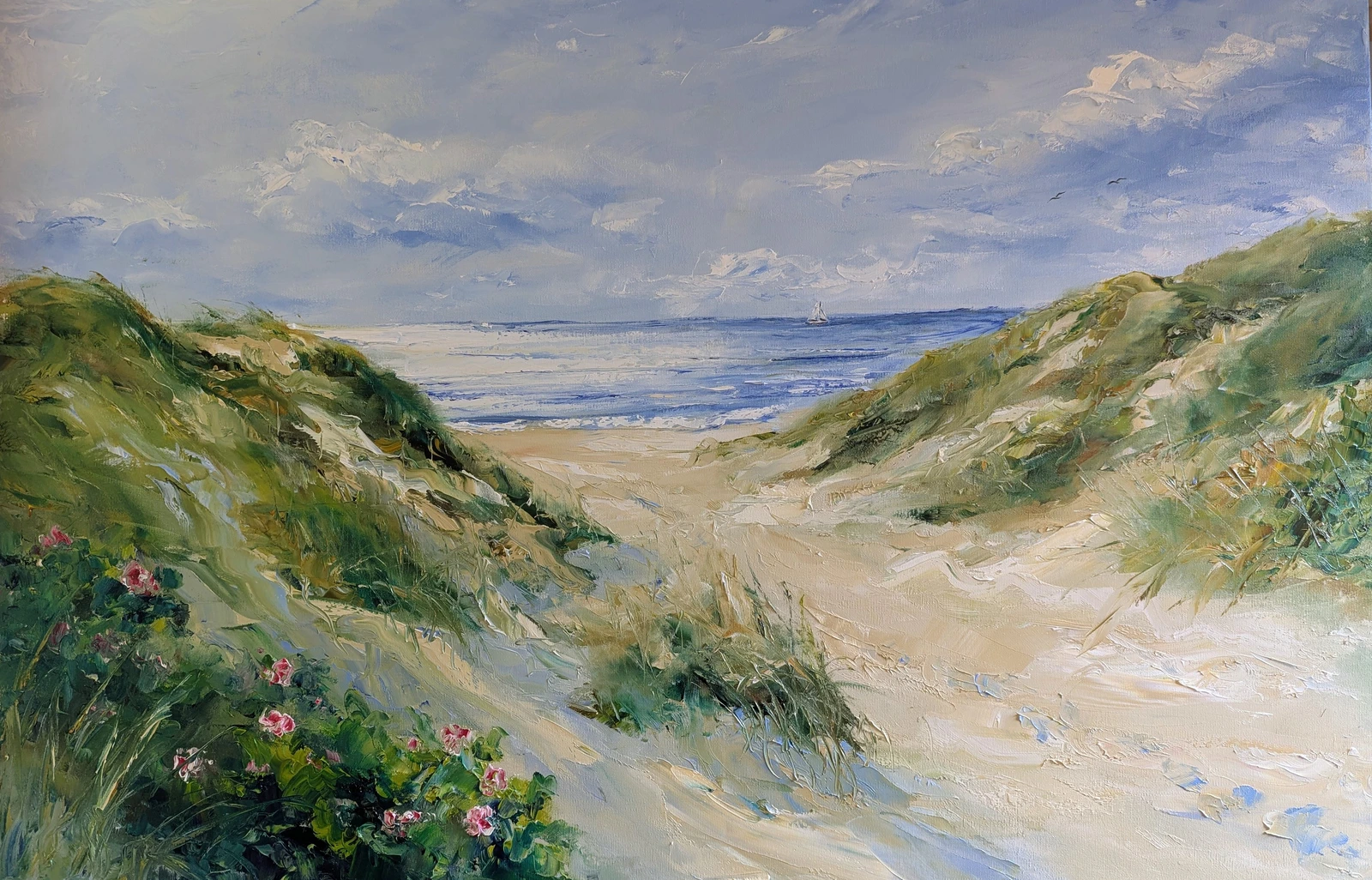 Oljemålning Sommarhav av Kathrin Bernekorn