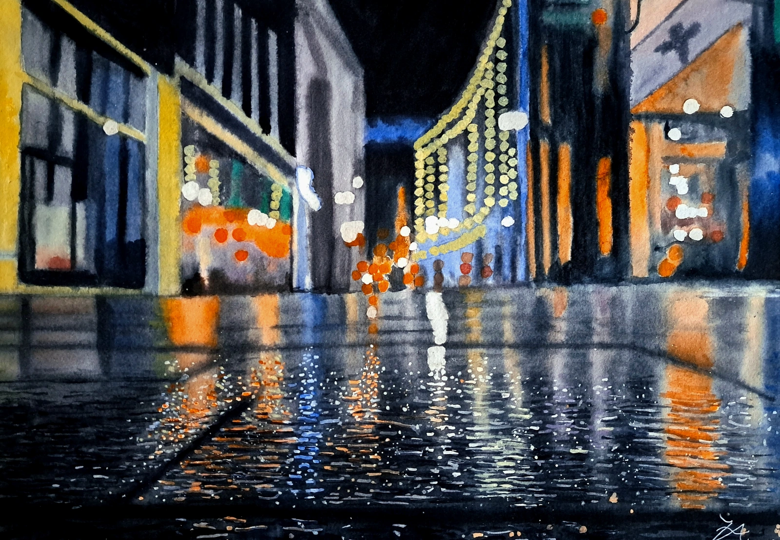 Akvarell Ljusspelets dans av Victor Andersson