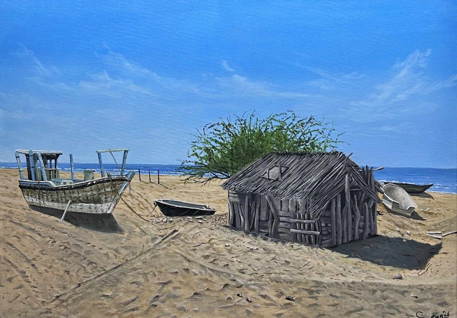 Oljemålning Deserted av Sean Aghili
