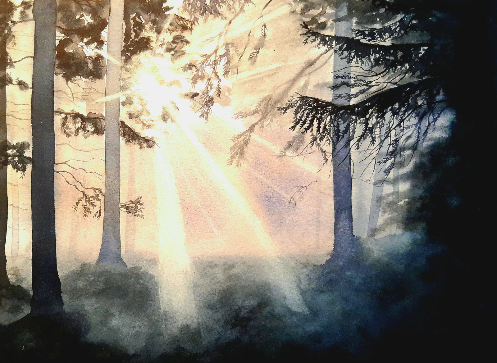 Akvarell Morgonens ljusspel av Victor Andersson