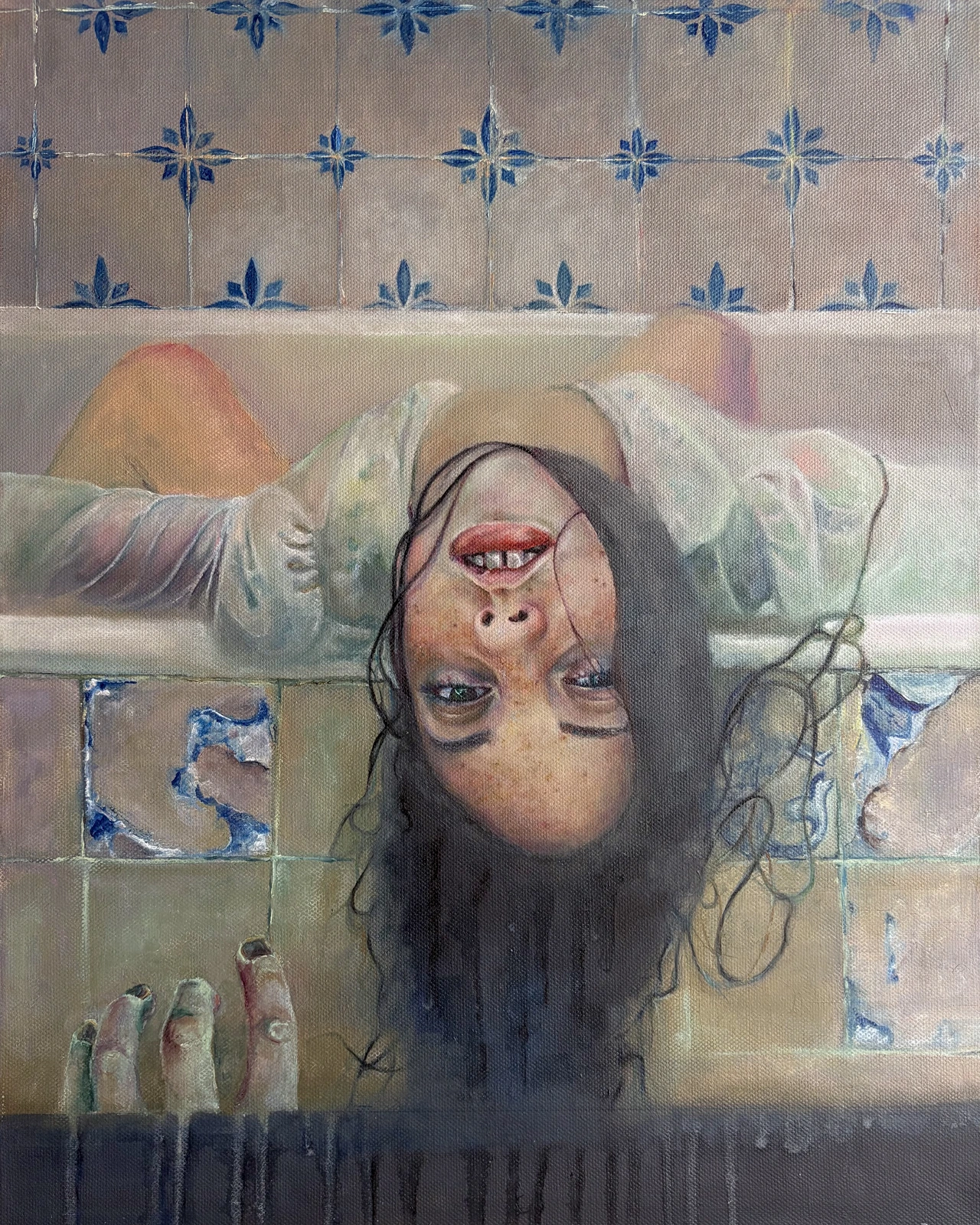 Oljemålning Rusalka taking a bath av Anastasiya Kostyuk