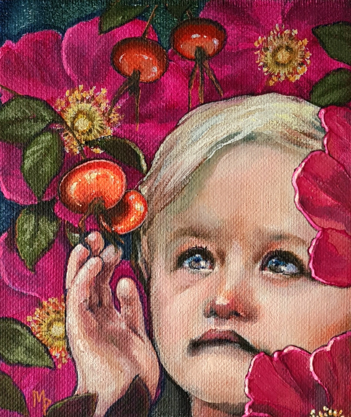 Akrylmålning Bland Rosor och Nypon av Mimmi MPs ArtCreations Pettersson