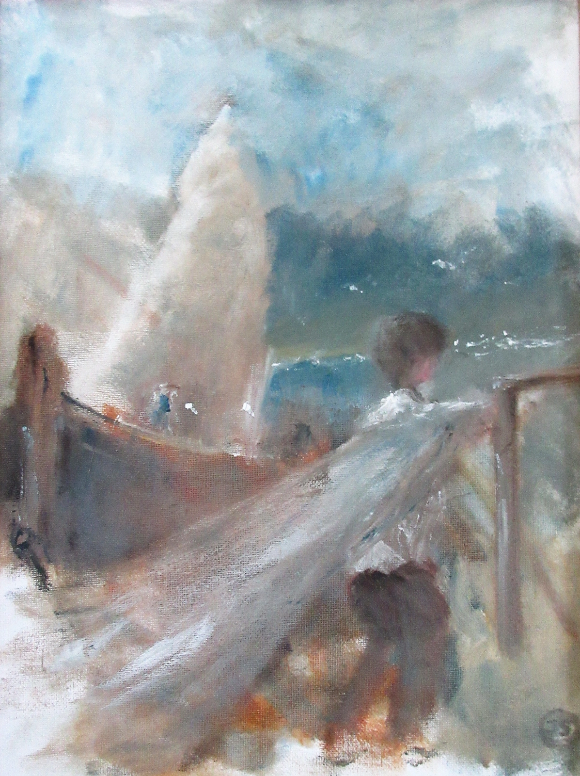 Oljemålning Dagar vid Havet 1969 av Jan Söderman
