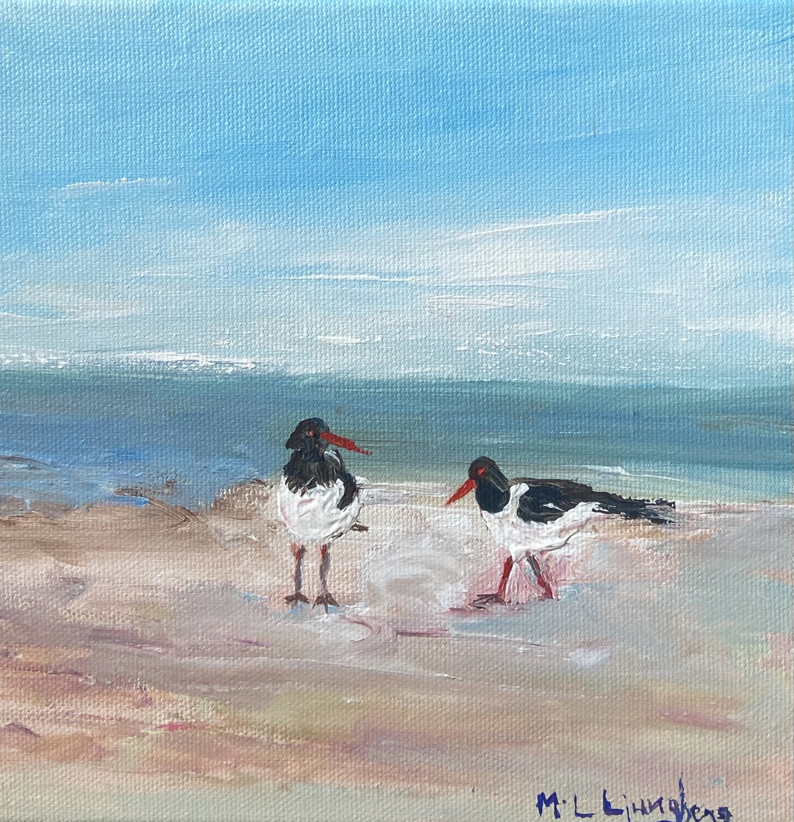Akrylmålning Strandskator av Marie-Louise Ljungberg