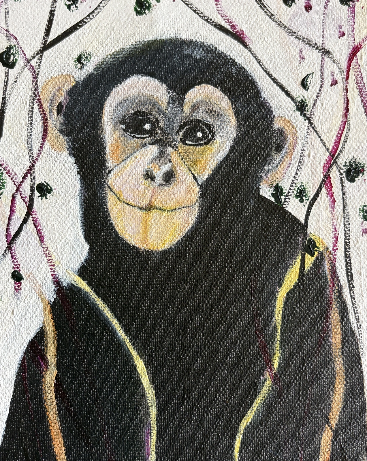 Akrylmålning Schimpans 2 av Susanne Lindequist