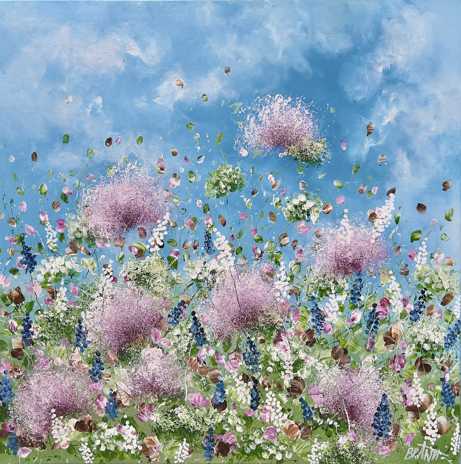 Akrylmålning Sky Over Giverny av Anna Artistockholm Brandt