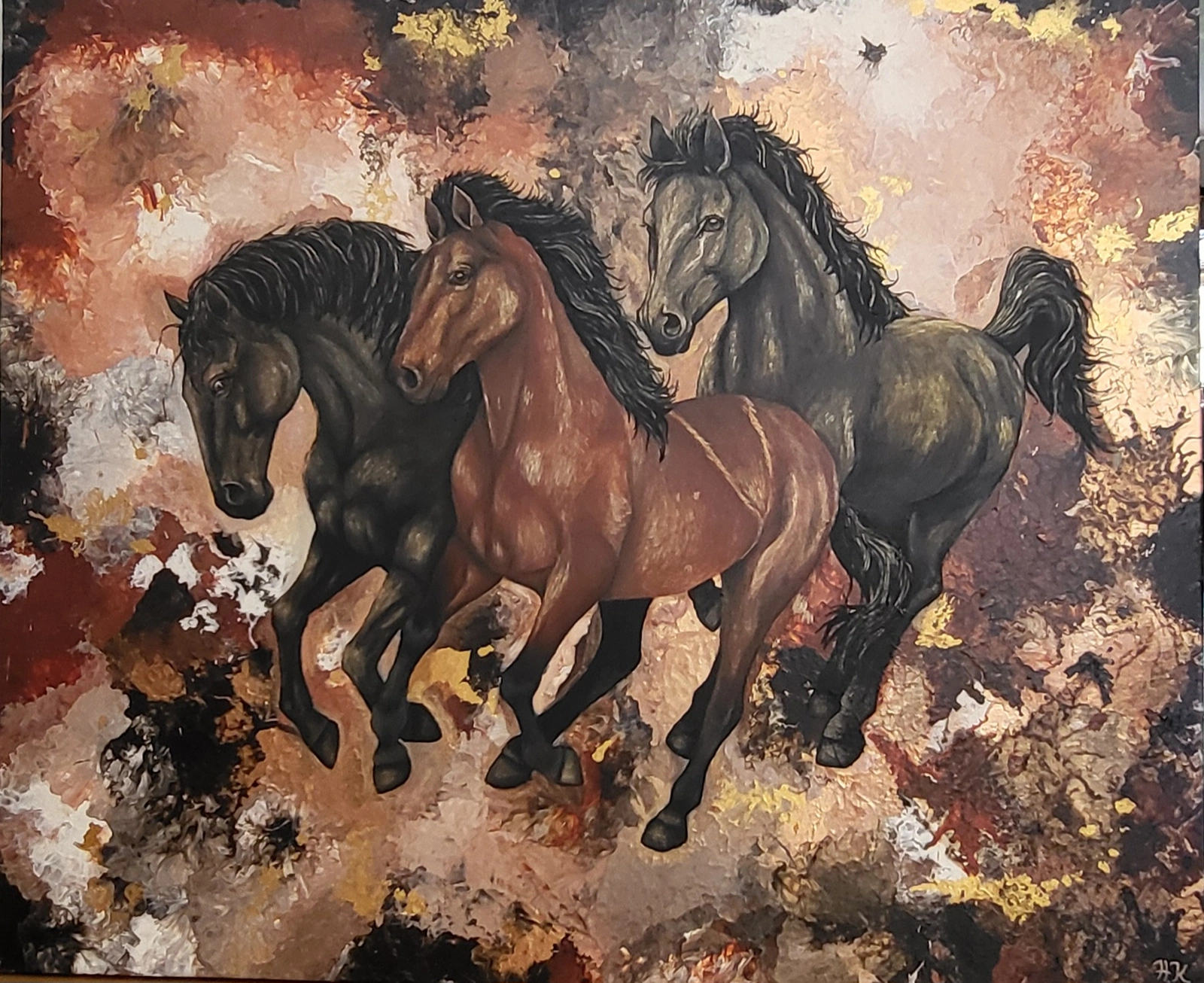 Akrylmålning Horse Supernova av Hannah Kiiskinen Kemi