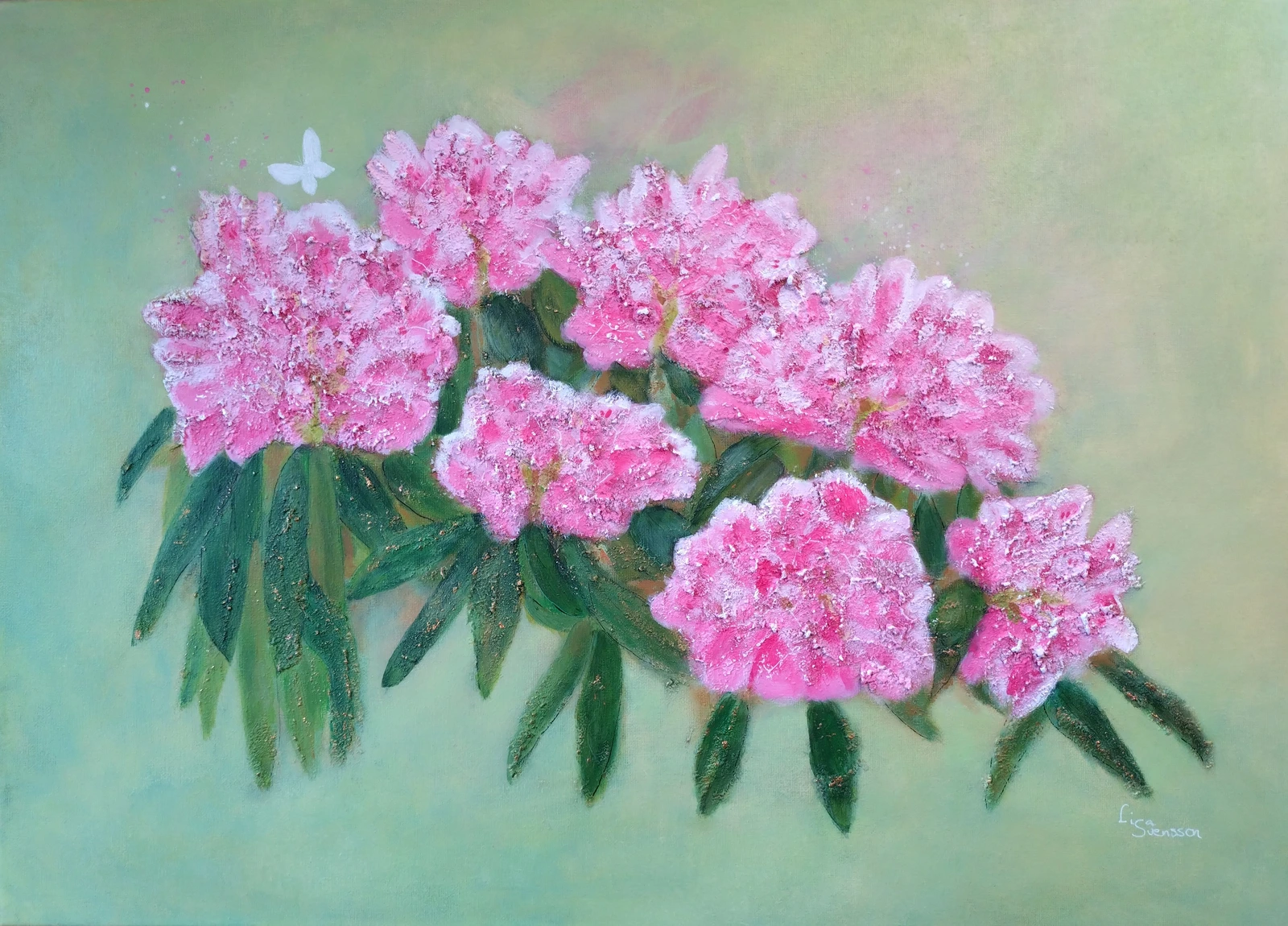 Akrylmålning "Rhodondendron" av Lisa Svensson