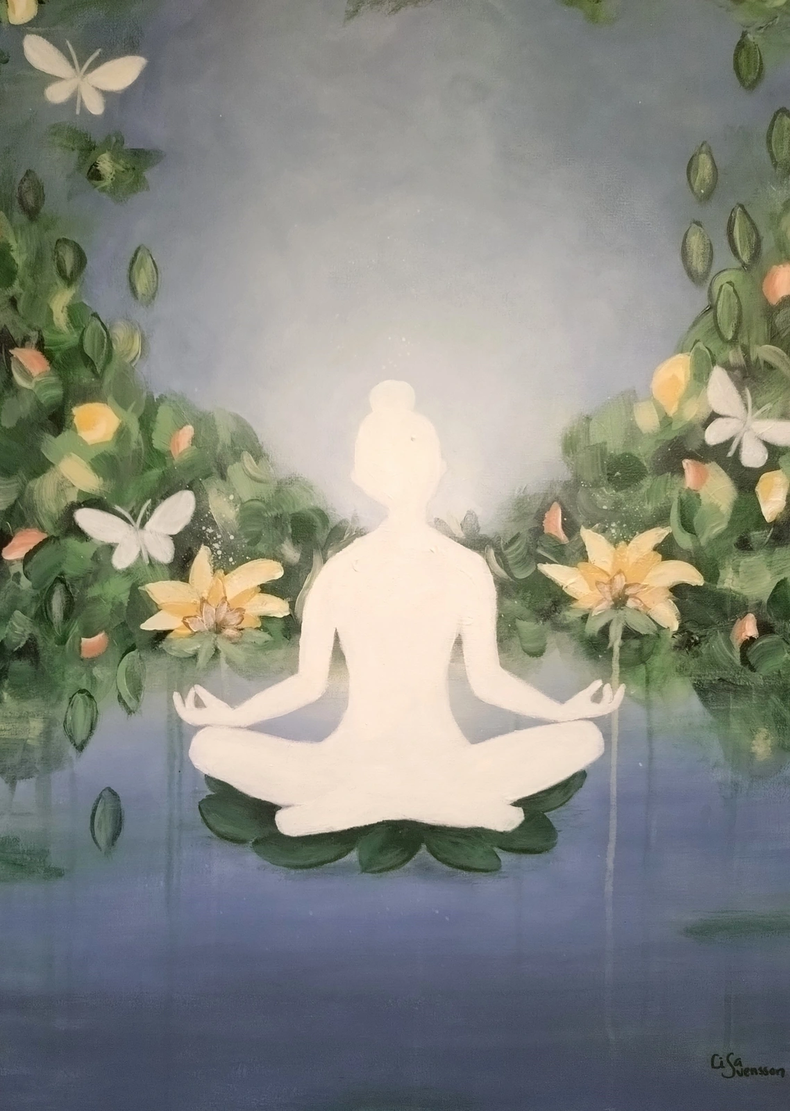 Akrylmålning White Zen av Lisa Svensson