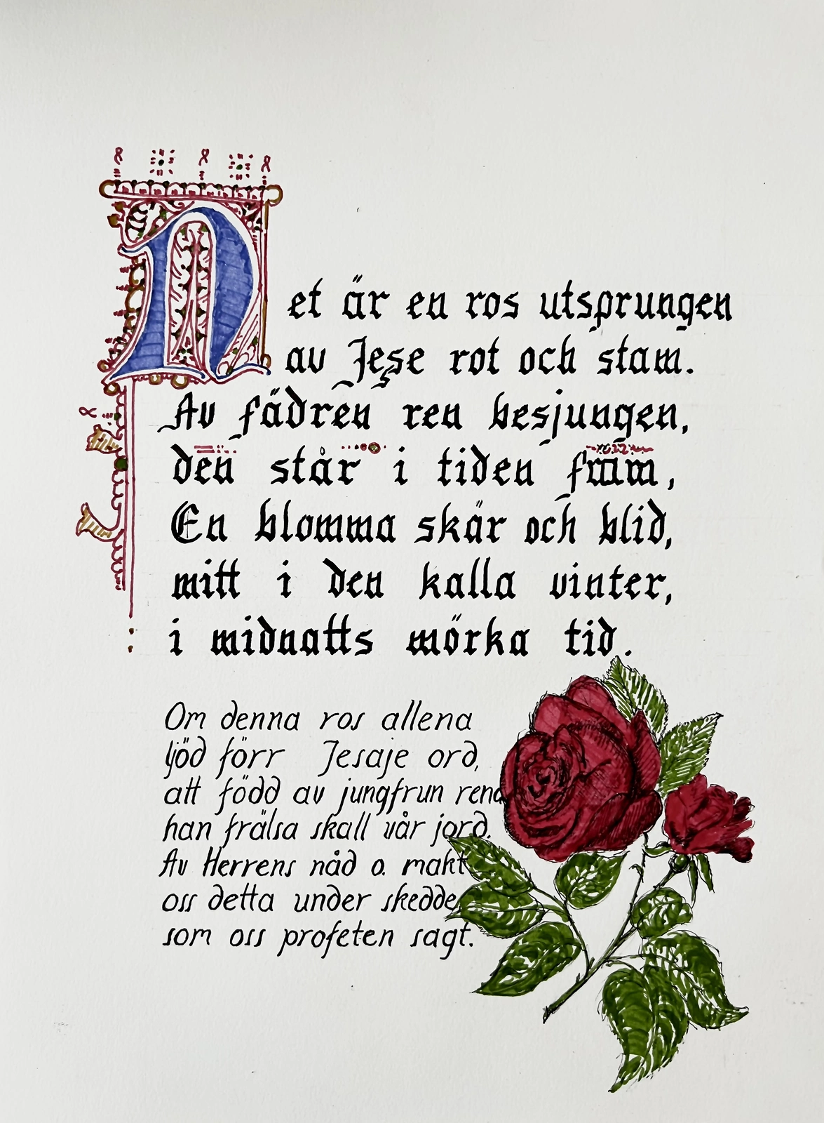 Kalligrafi om julen av Zion Hallman Skäre