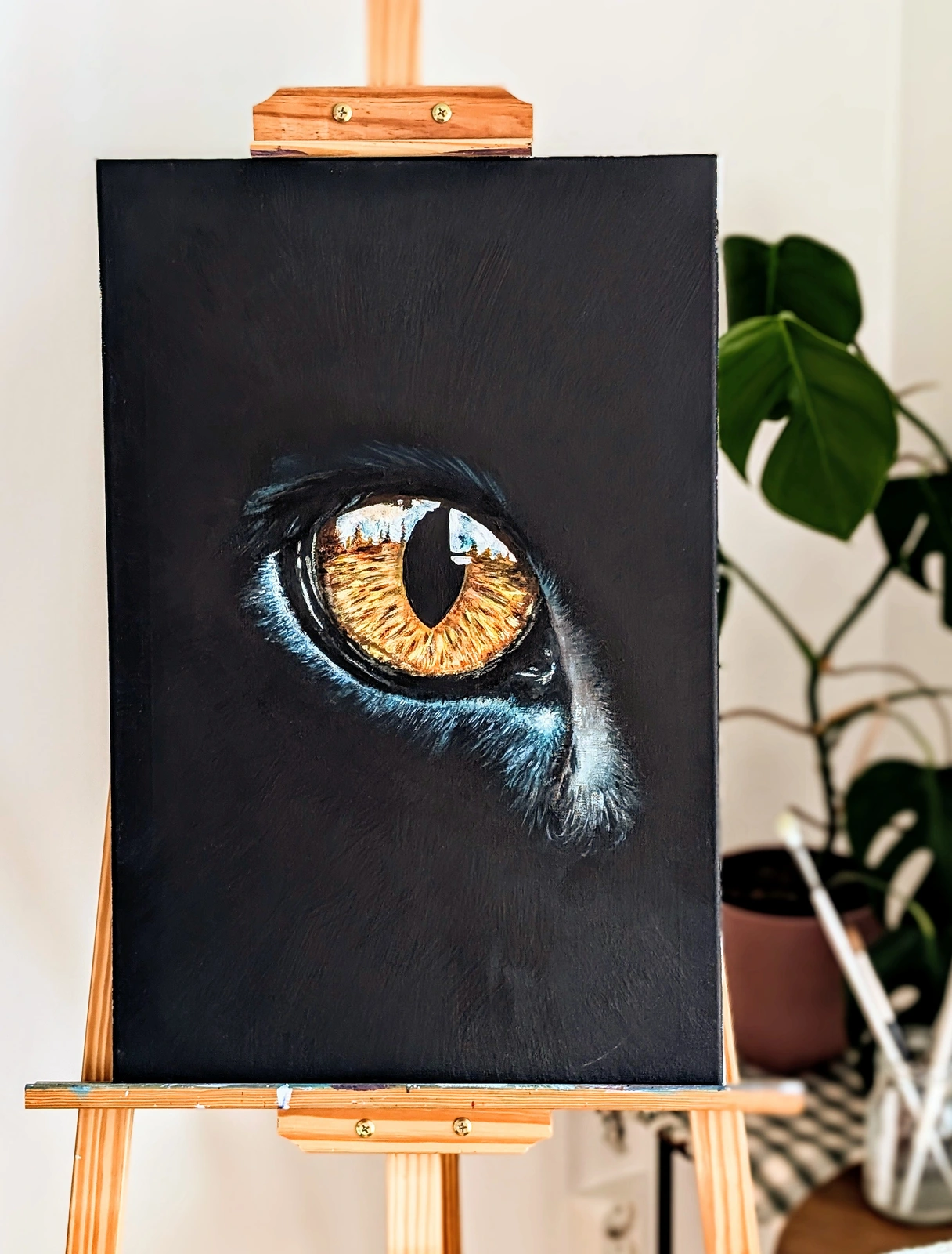 Akrylmålning Amber Gaze av Ida Gustavsson