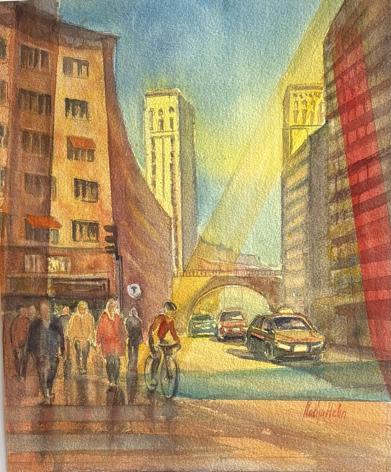 Akvarell Kungsgatan av Nadja Helin