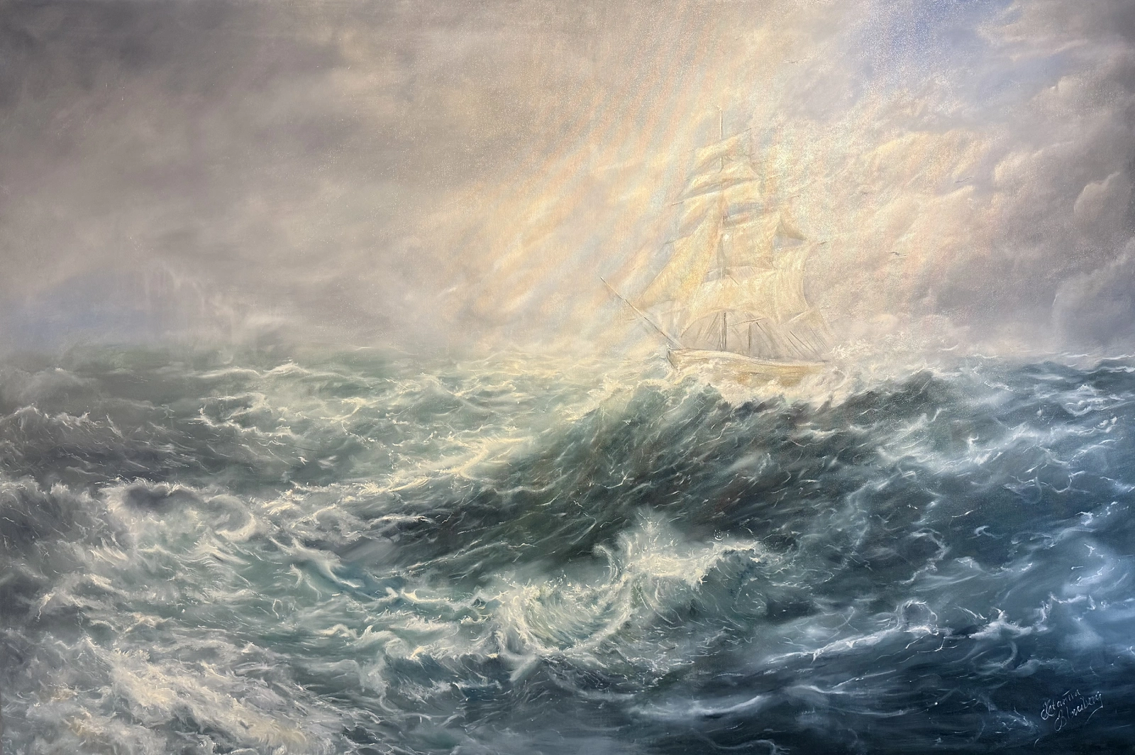 Oljemålning Storm av Katarina Blomberg