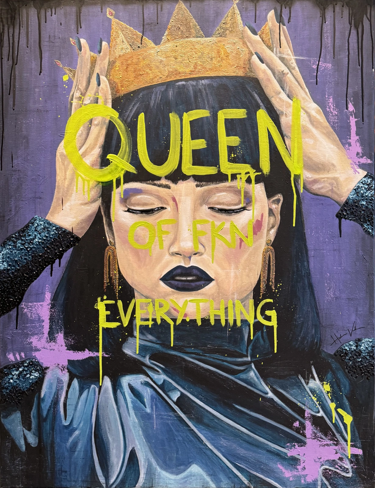 Akrylmålning Queen of FKN Everything av Helena Vanhanen