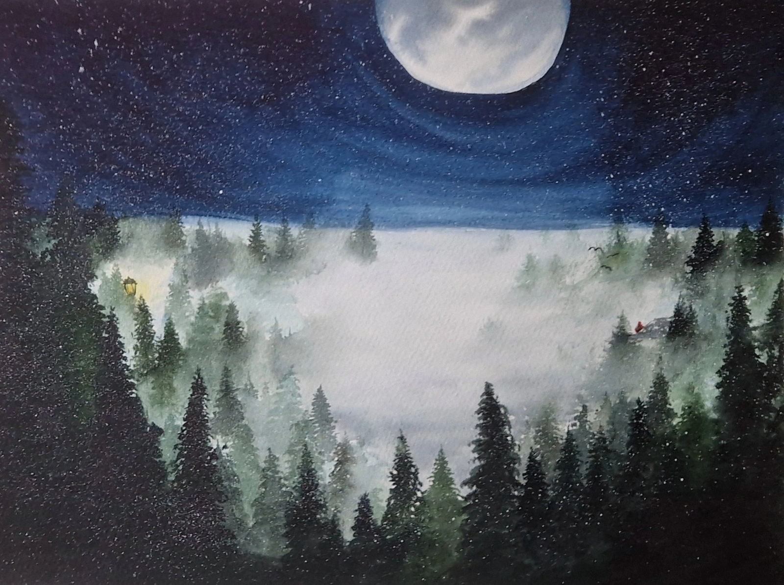 Akvarell Moonlight av Annie Widdgård