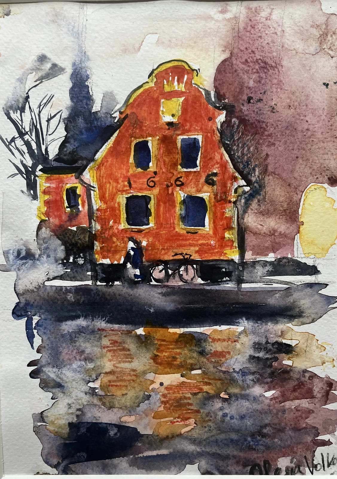 Akvarell Västgöta nationshus i Uppsala av Olesia Volkova