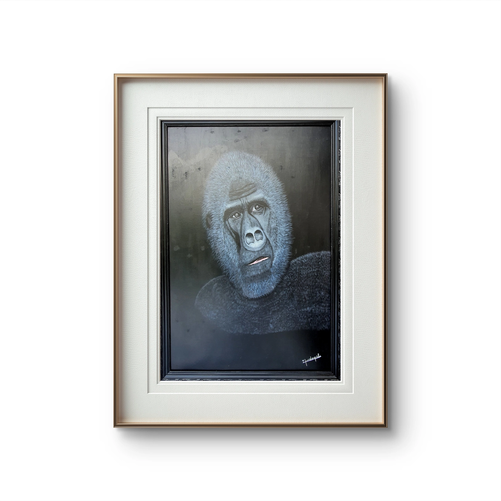 Akrylmålning The Watchful Gorilla av Yurdagül Ümran