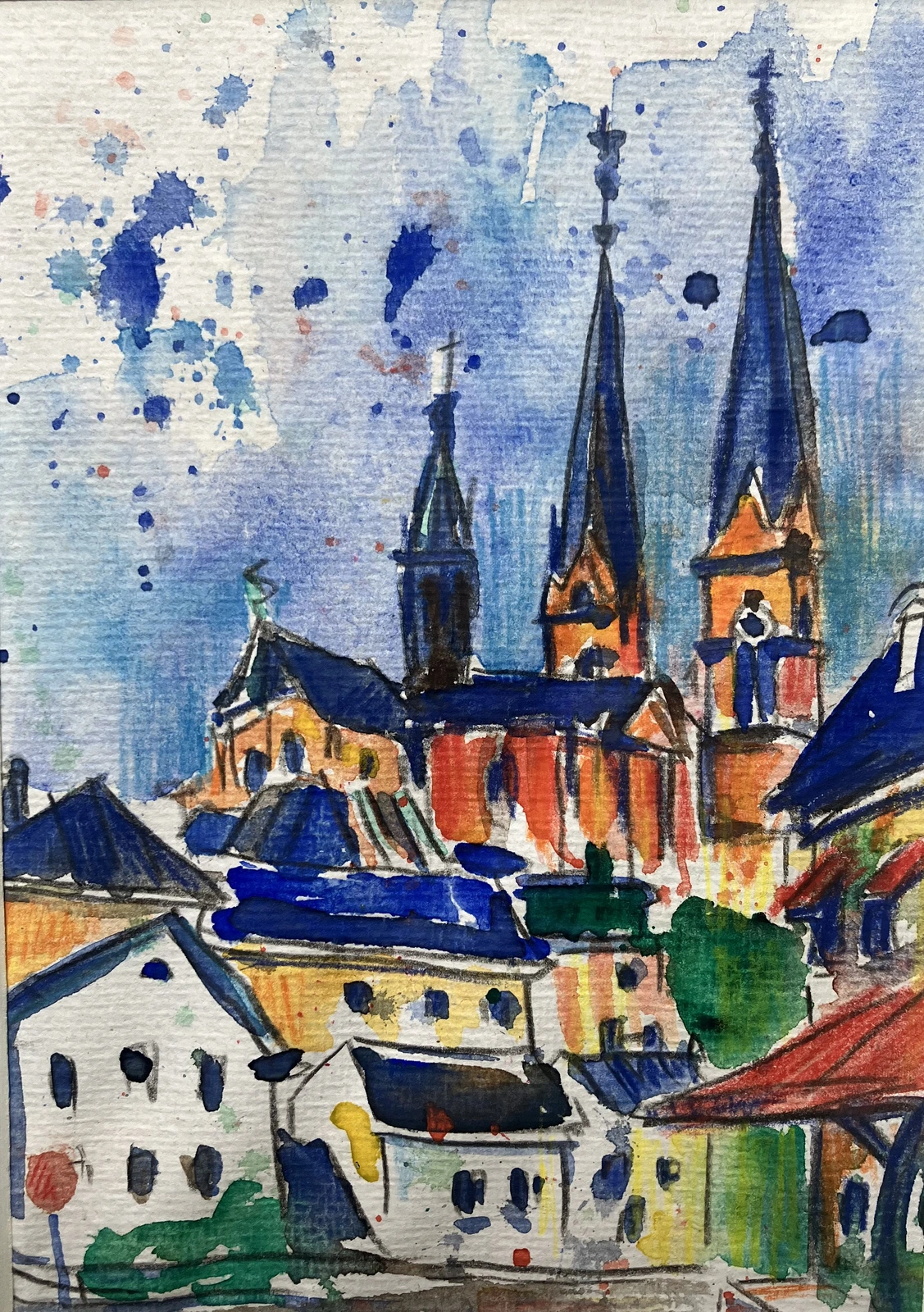 Akvarell Uppsala domkyrka av Olesia Volkova