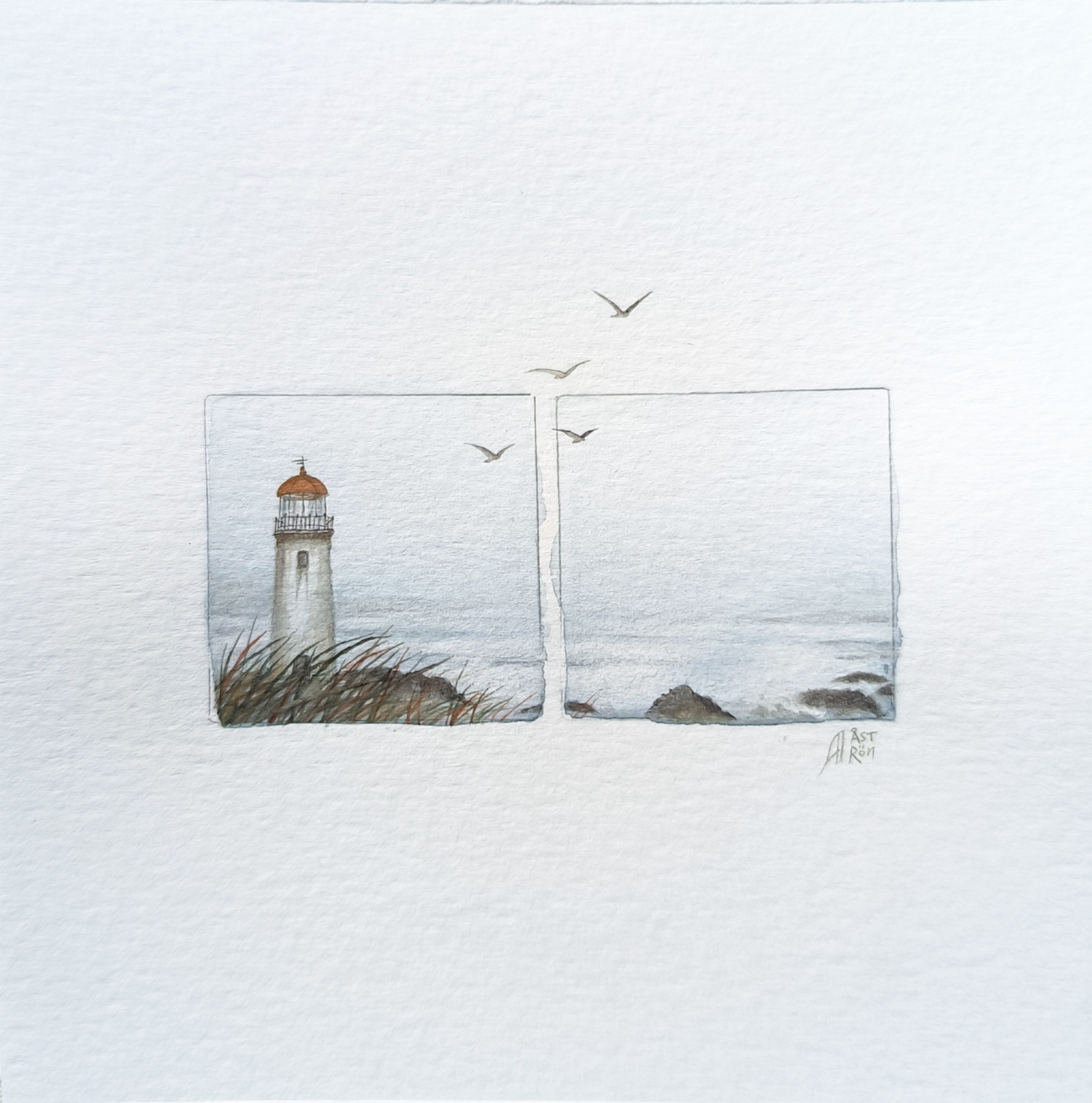 Akvarell My lighthouse av Anna Åström