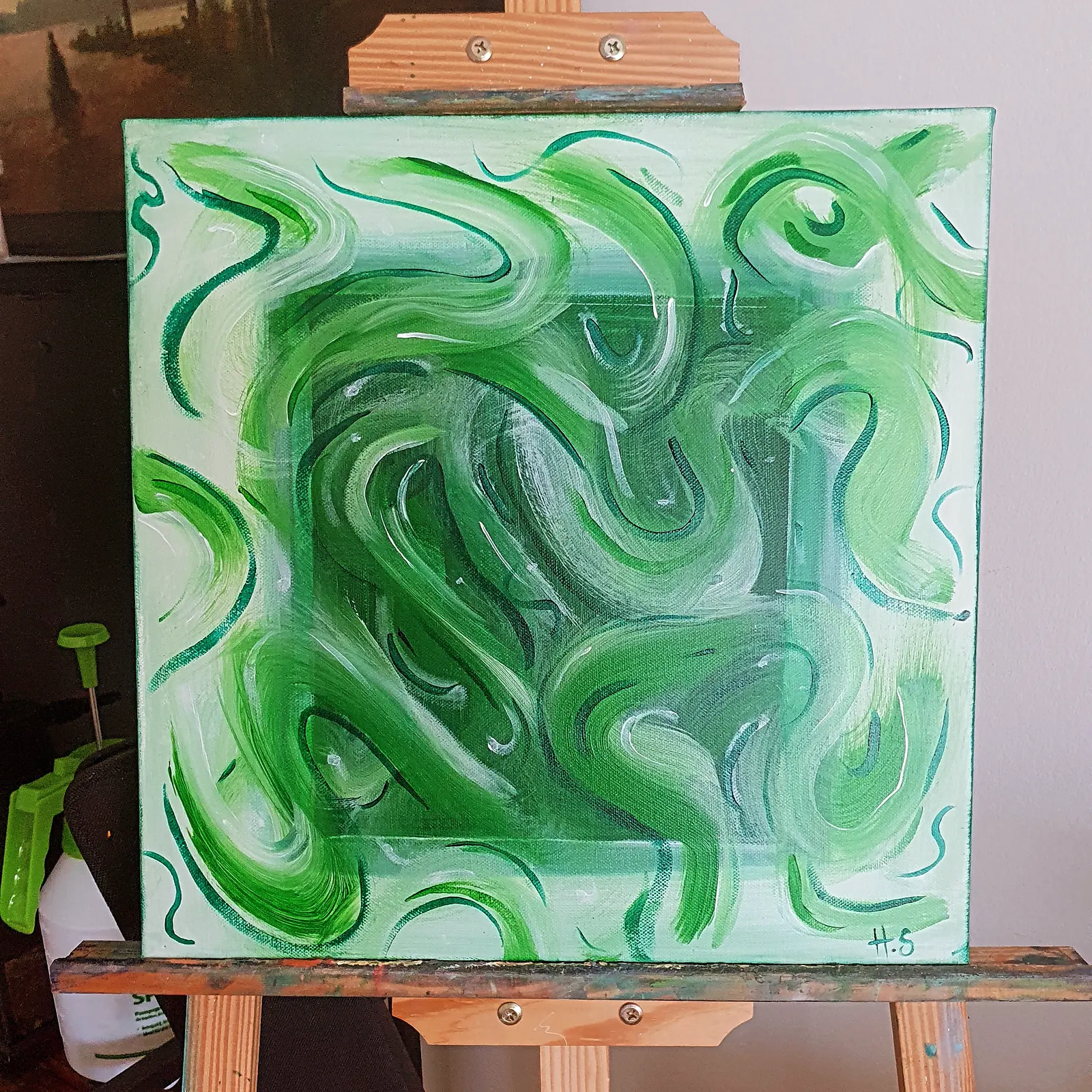 Akrylmålning Green wave av H******** A***** S*******