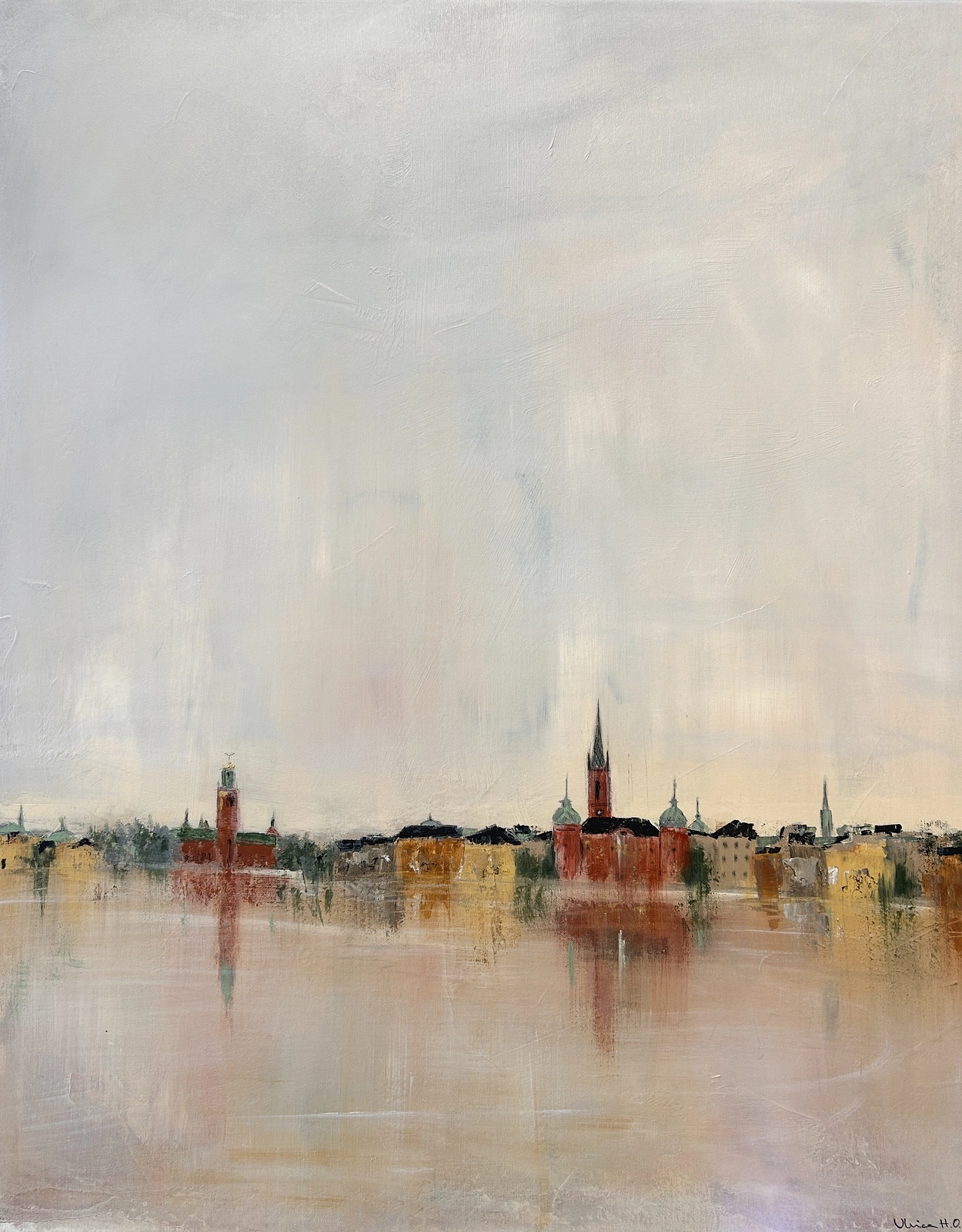 Akrylmålning Stockholms spegel av Ulrica Halling Olsson_art Stockholm