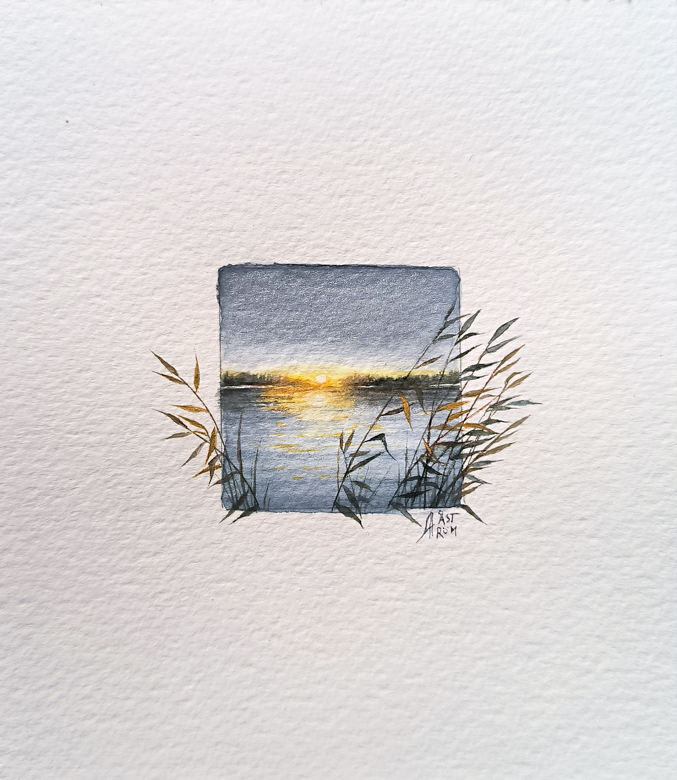 Akvarell Midnight Sun av Anna Åström