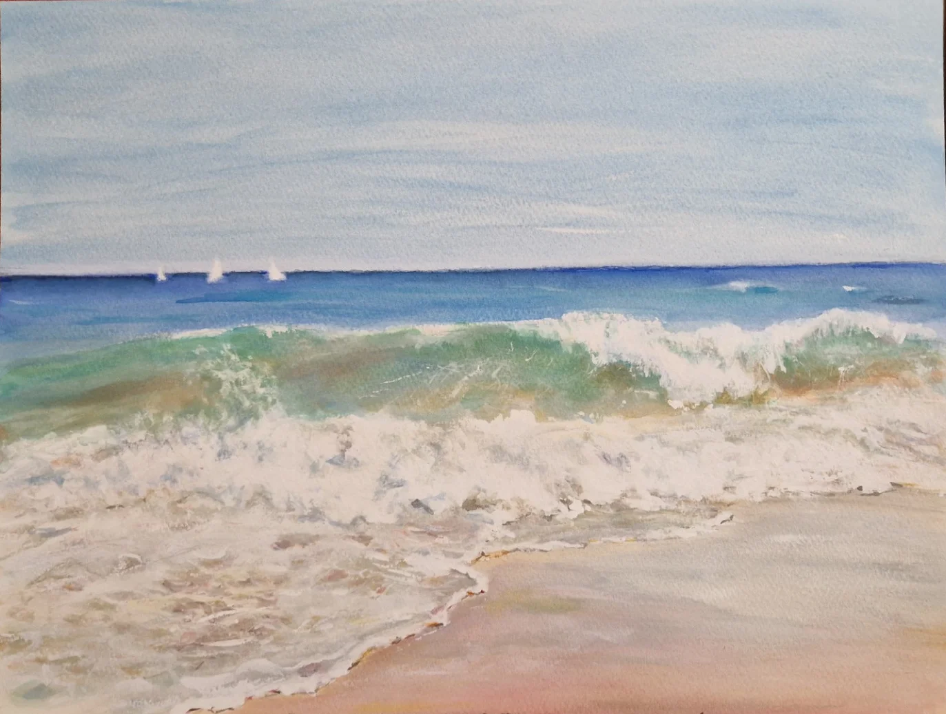 Akvarell Torredembarra beach av Anna Maria Puig Molina