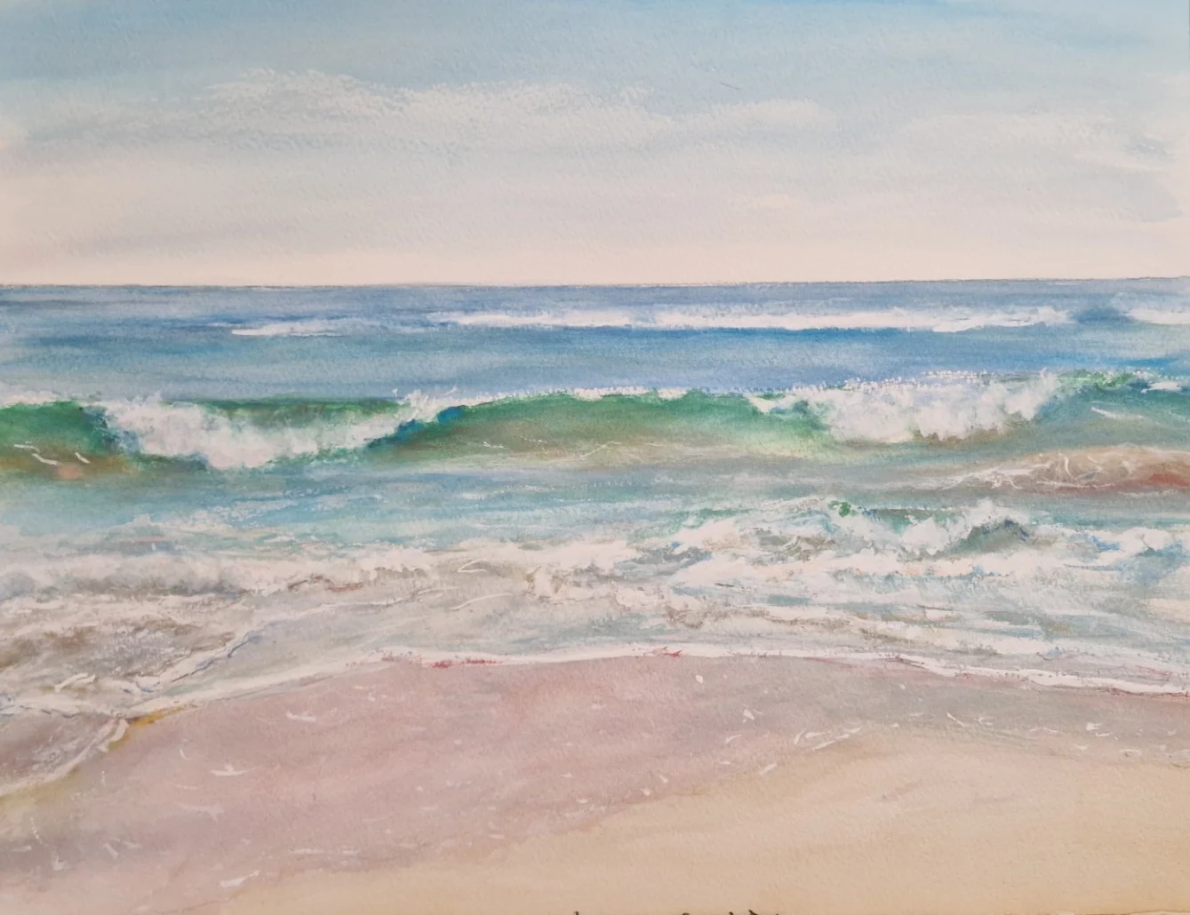 Akvarell Torredembarra beach 2 av Anna Maria Puig Molina