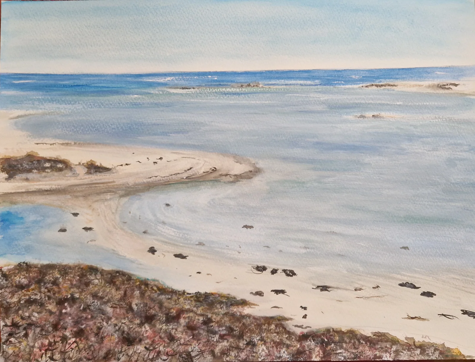 Akvarell Falsterbo in winter 2 av Anna Maria Puig Molina