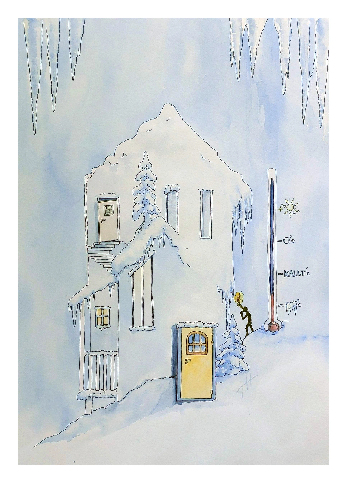 Akvarell Vinter av Thomas Hedén