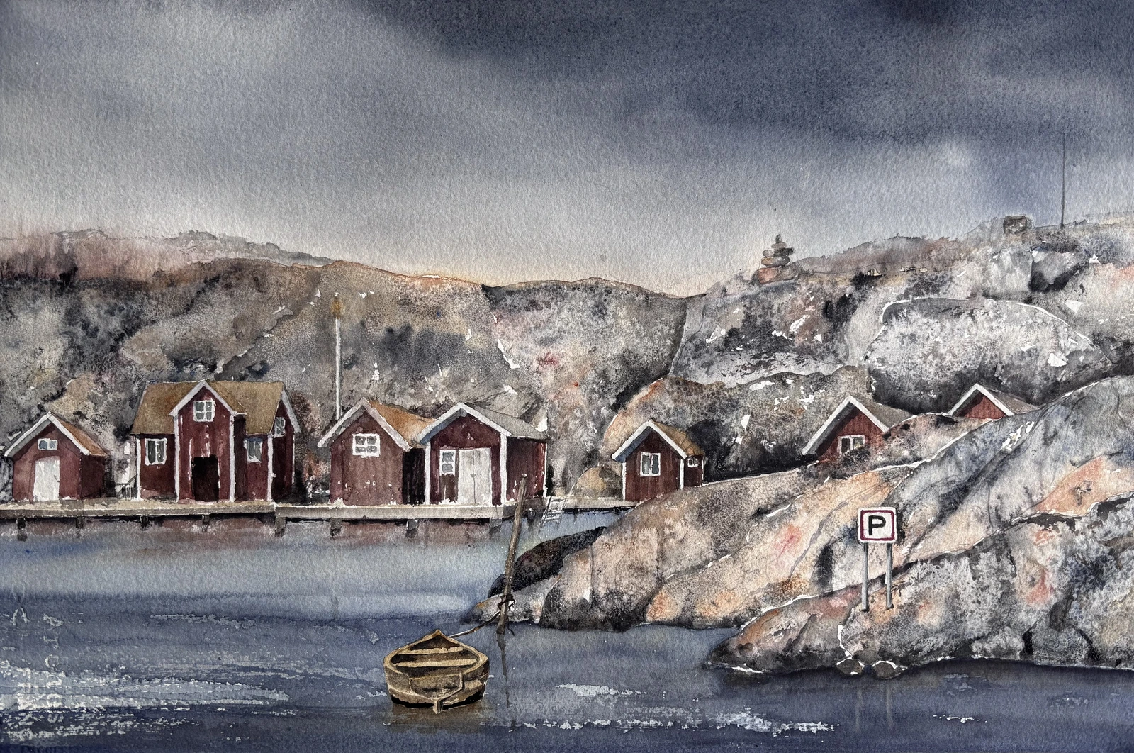 Akvarell Vy från Tofta/Orust II av Petra Klara Margareta Kåks