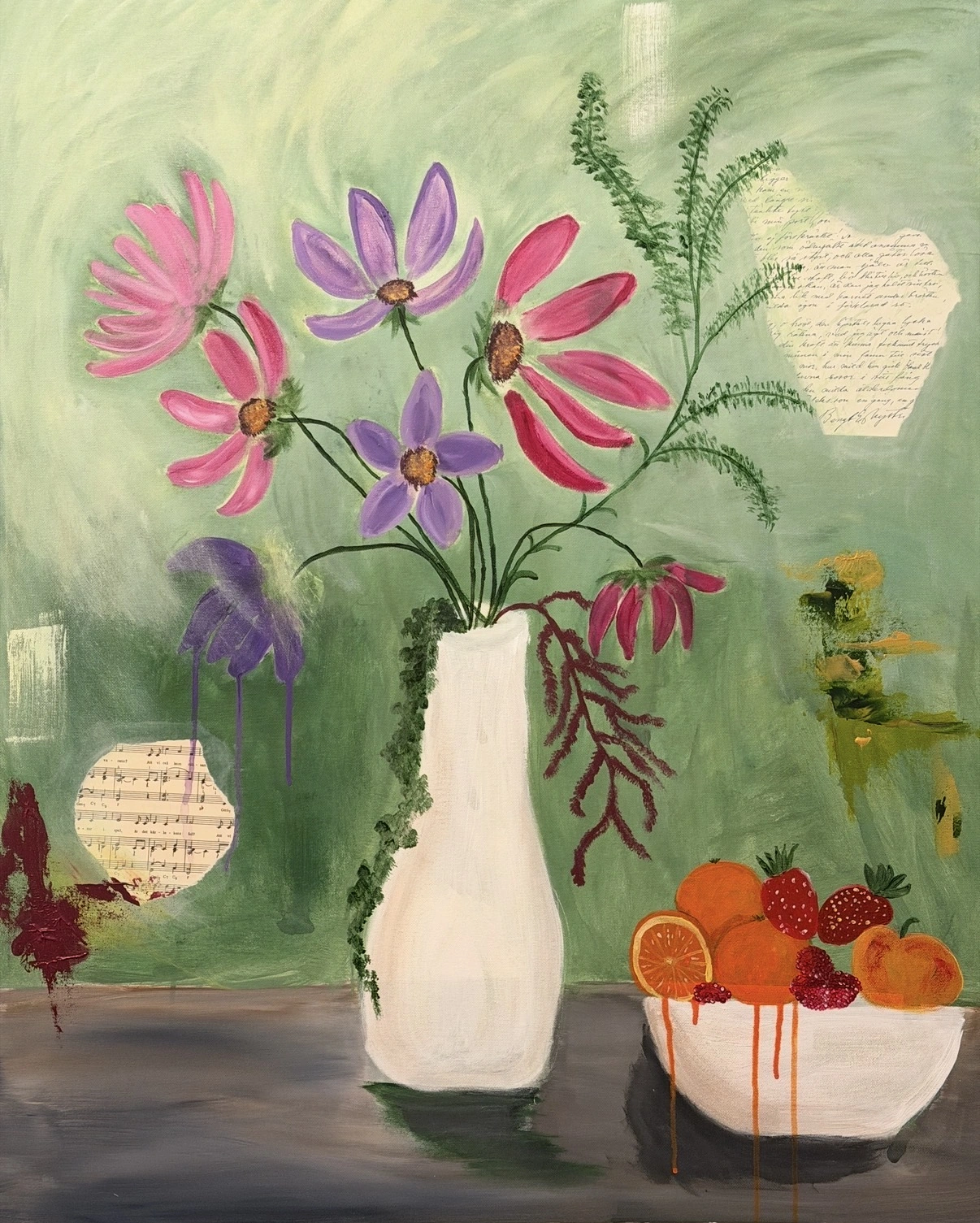 Akrylmålning Flowers for the unwritten av Camilla Jäderberg