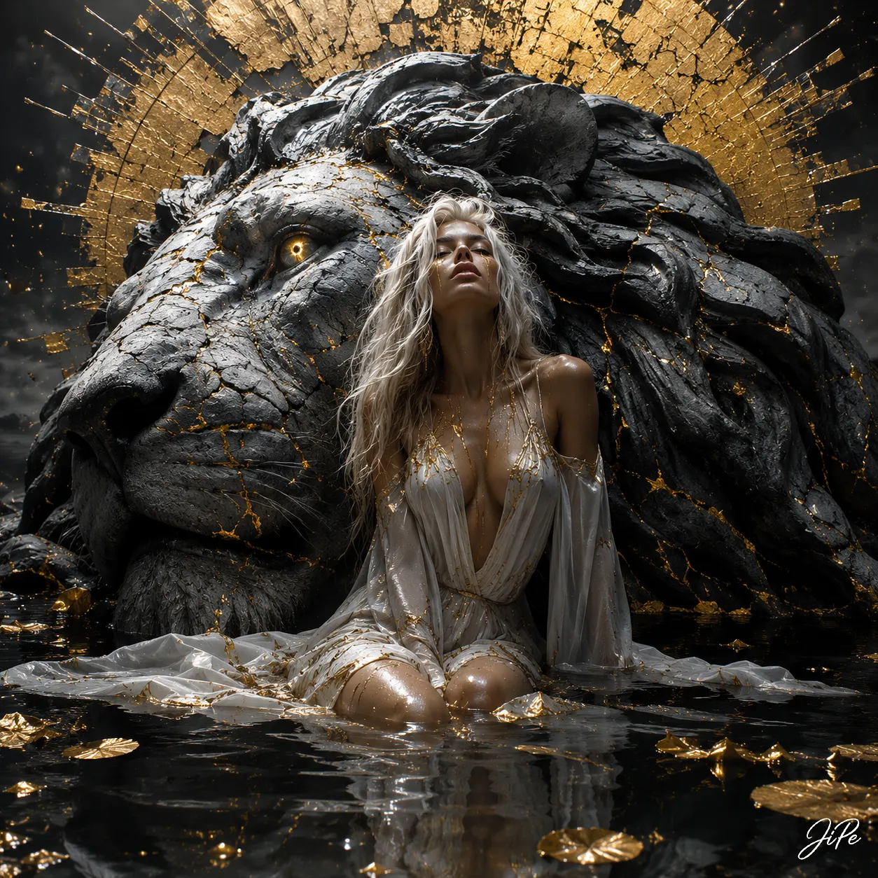 Oljemålning The Lion's Dream of Gold av Jimmy Persson