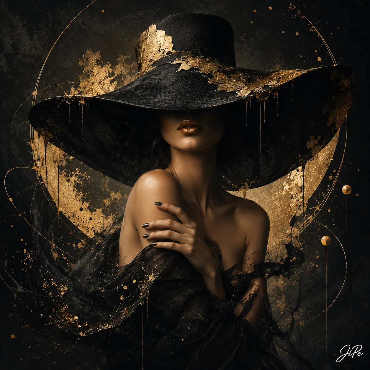 Oljemålning Dark Fantasy with Golden Details av Jimmy Persson
