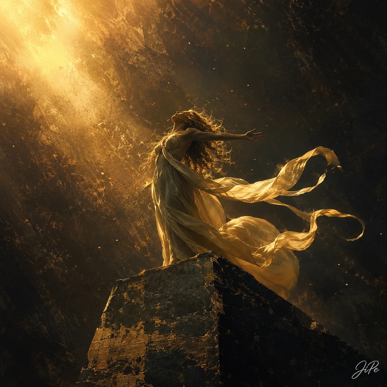 Oljemålning Embraced by Golden Light av Jimmy Persson