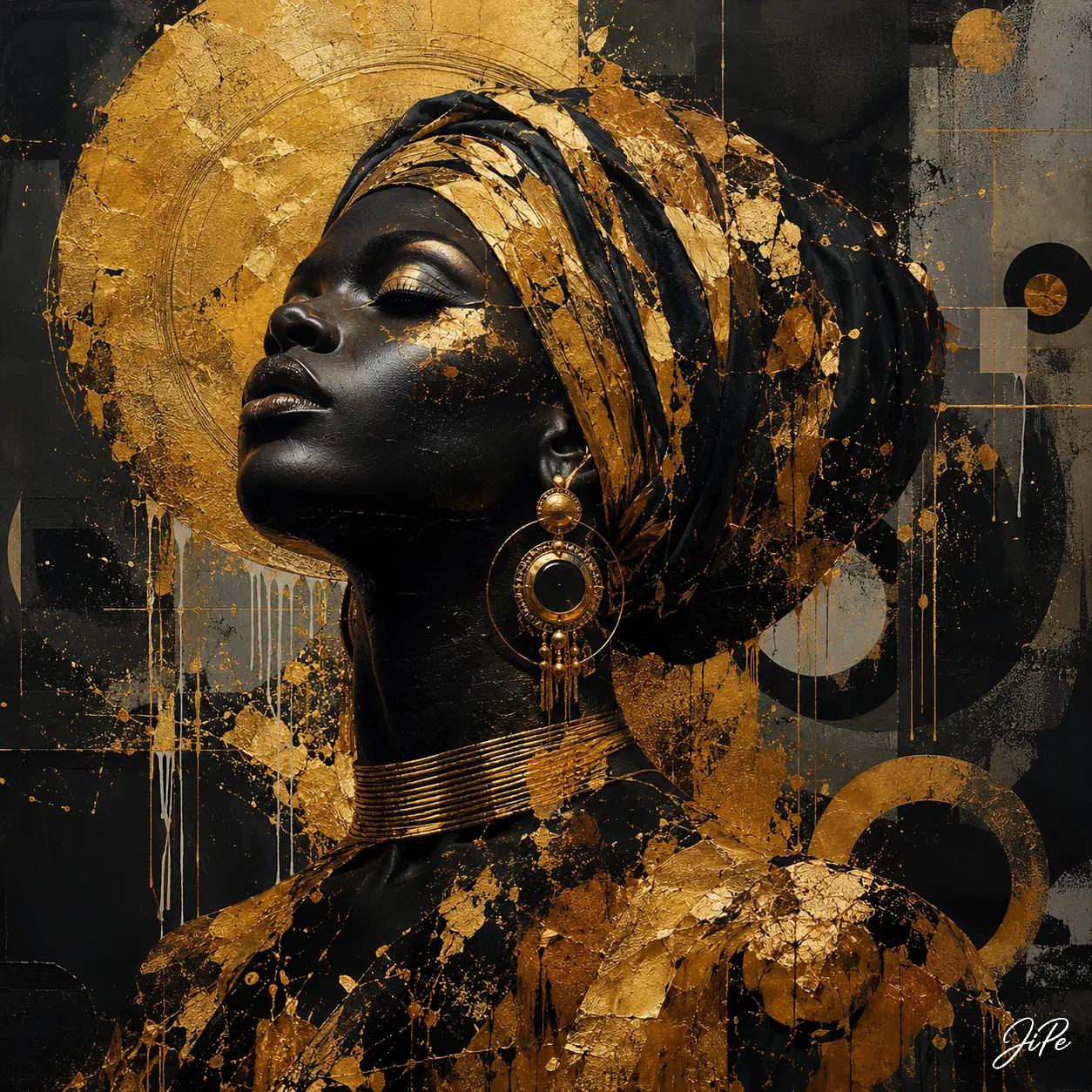 Oljemålning Golden Radiance and Abstract Beauty av Jimmy Persson