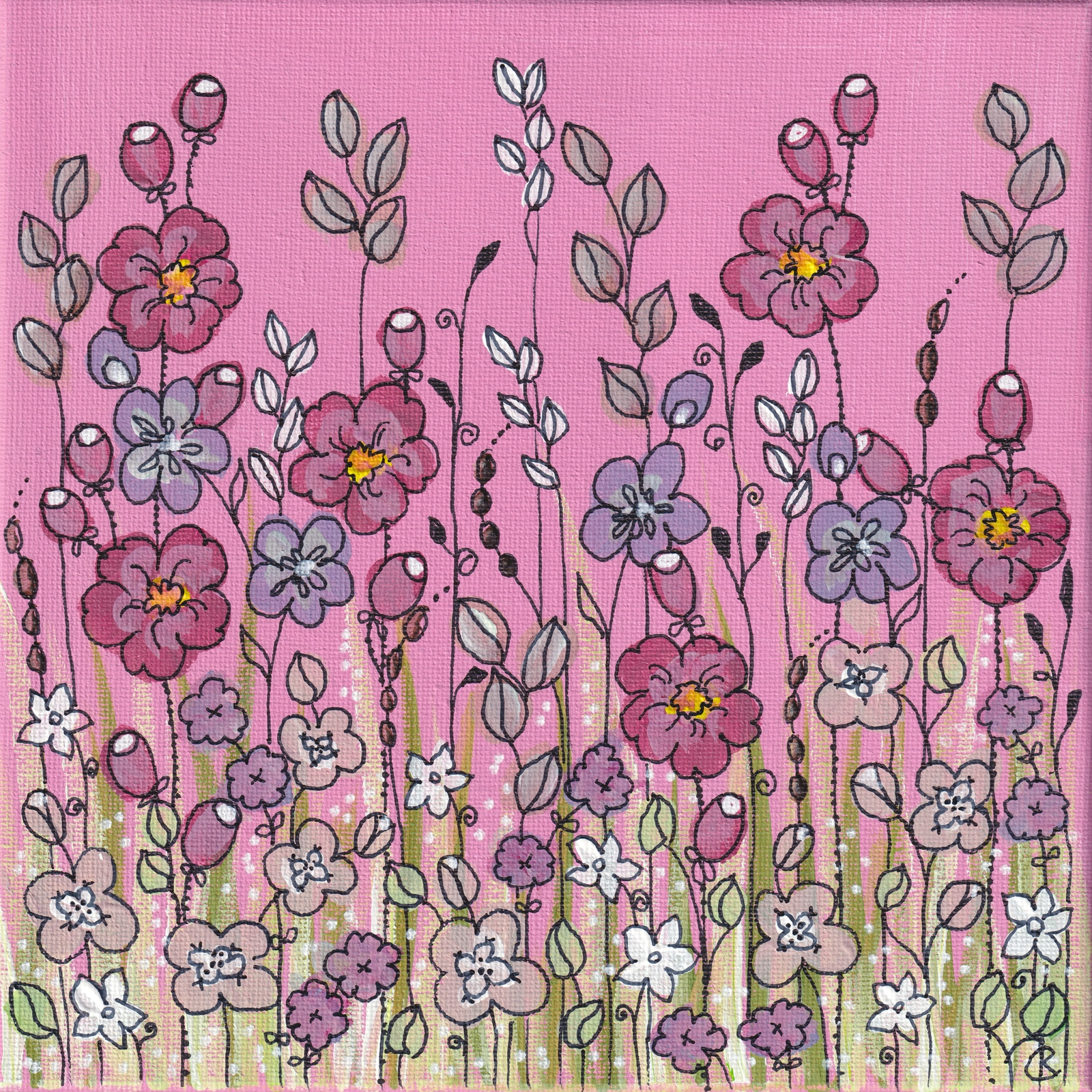 Akrylmålning Everlasting Flower 001 av Kicki Liljeblad
