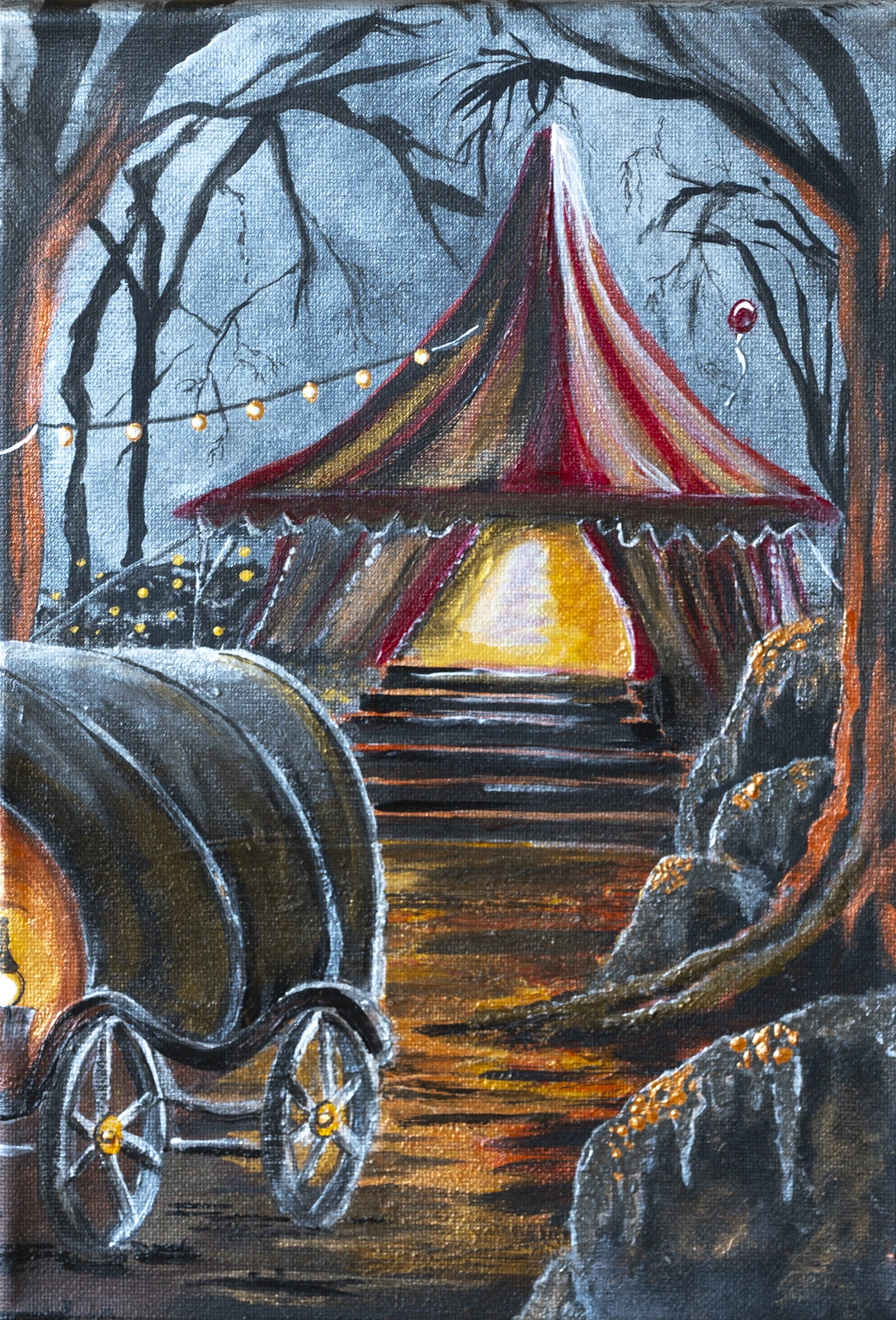 Akrylmålning Strange Circus av Gunilla Crantz