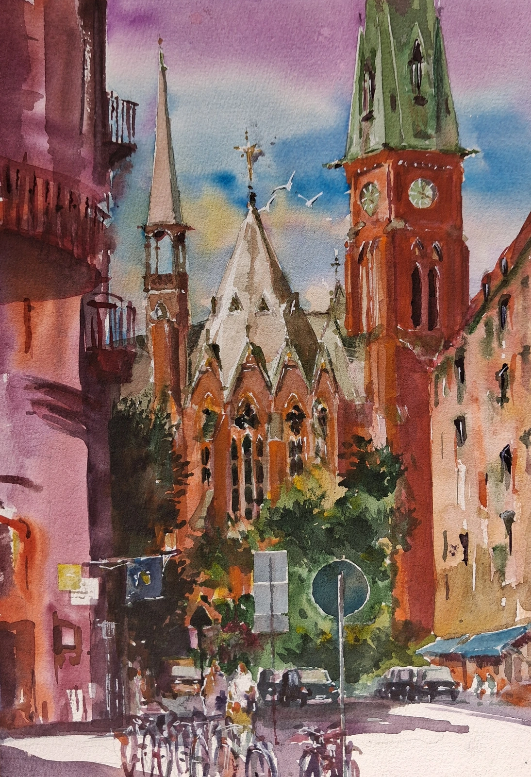 Akvarell Prinsgatan av Jugoslav Pavic