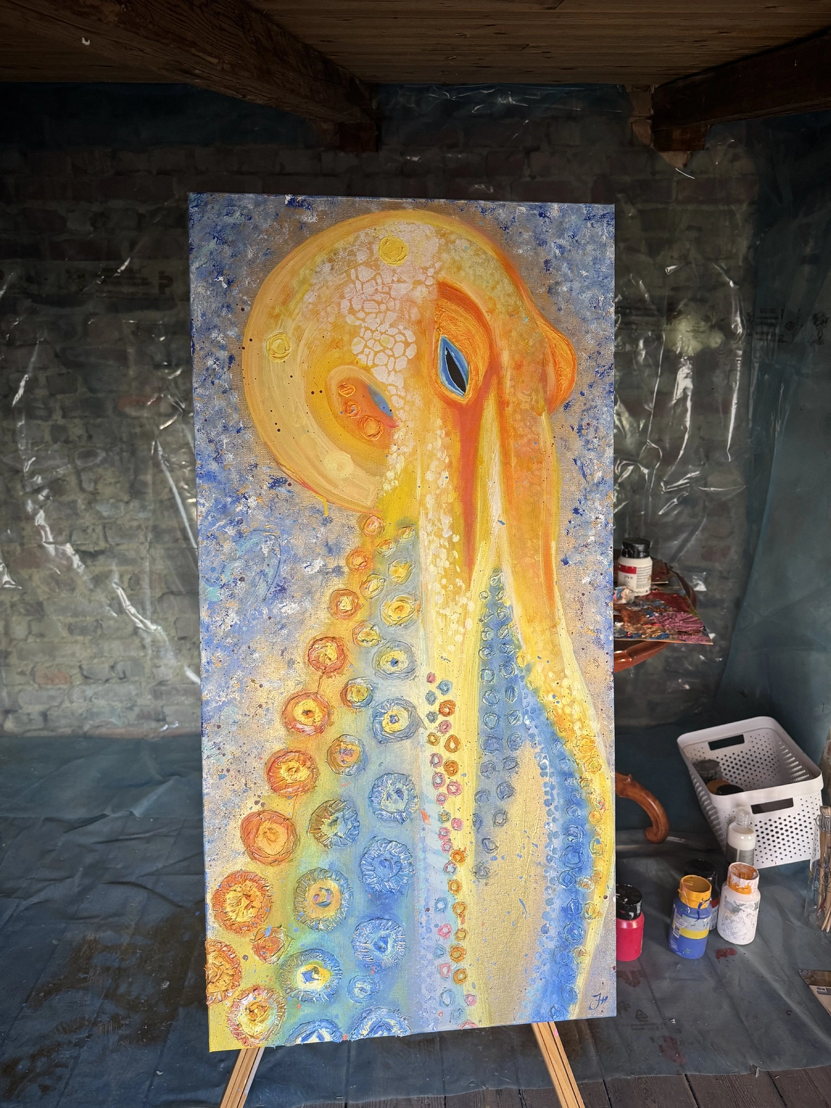 Akrylmålning Free octopus av Johanna Cederbratt Hognert