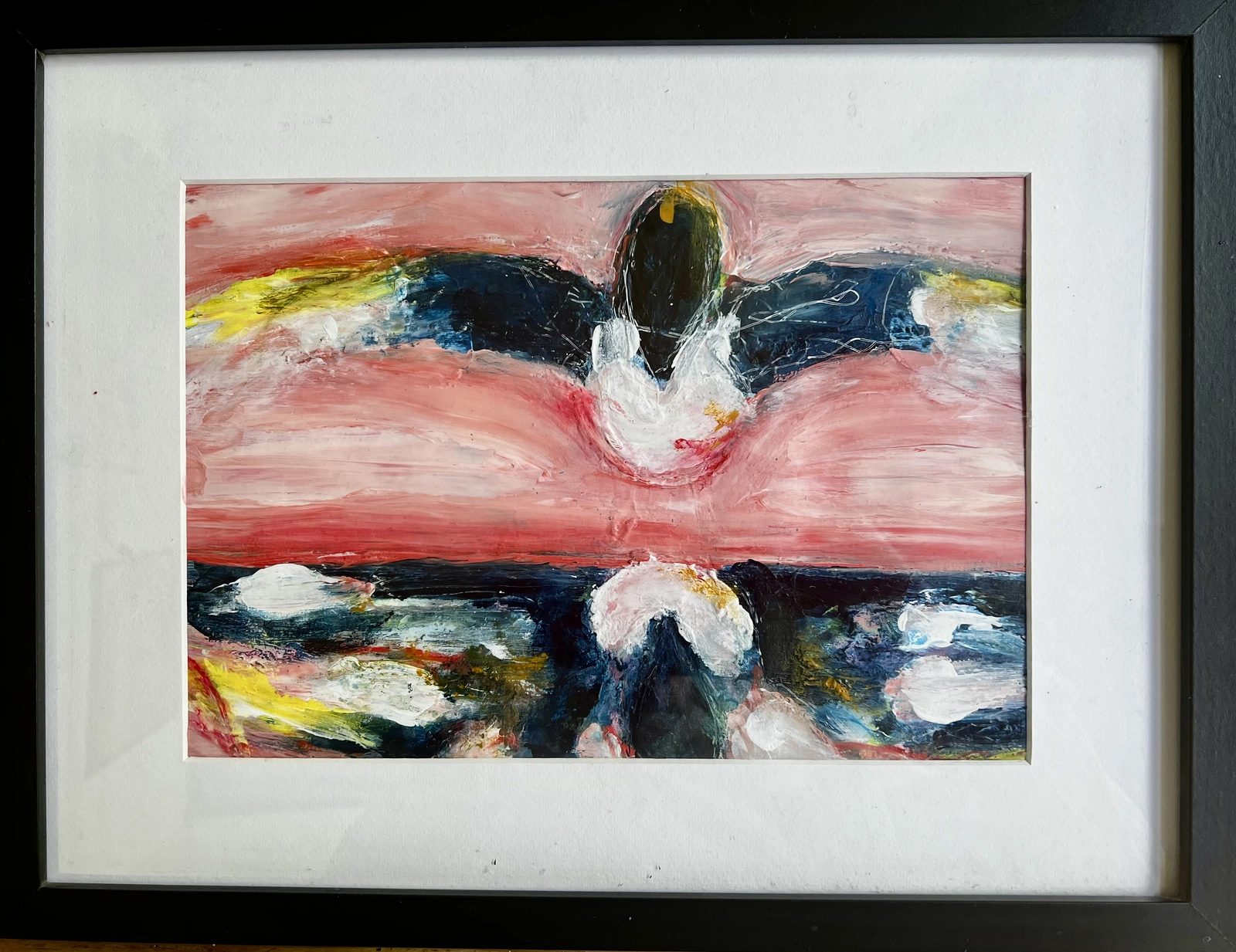 Akrylmålning Skata88. Speglingar i det rosa. av Tom Kvém